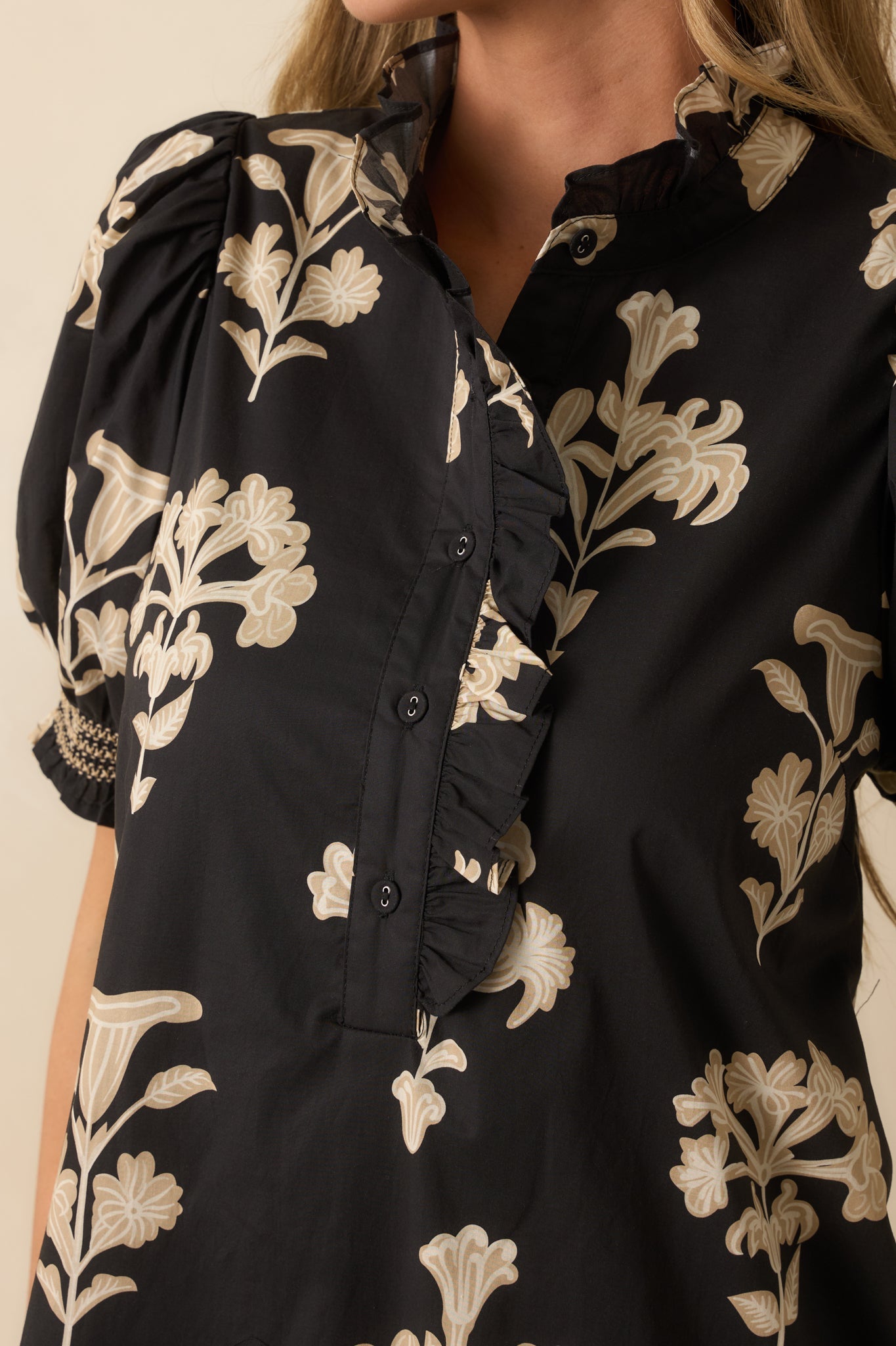 To Say The Least Black Floral Print Cotton Maxi Dress