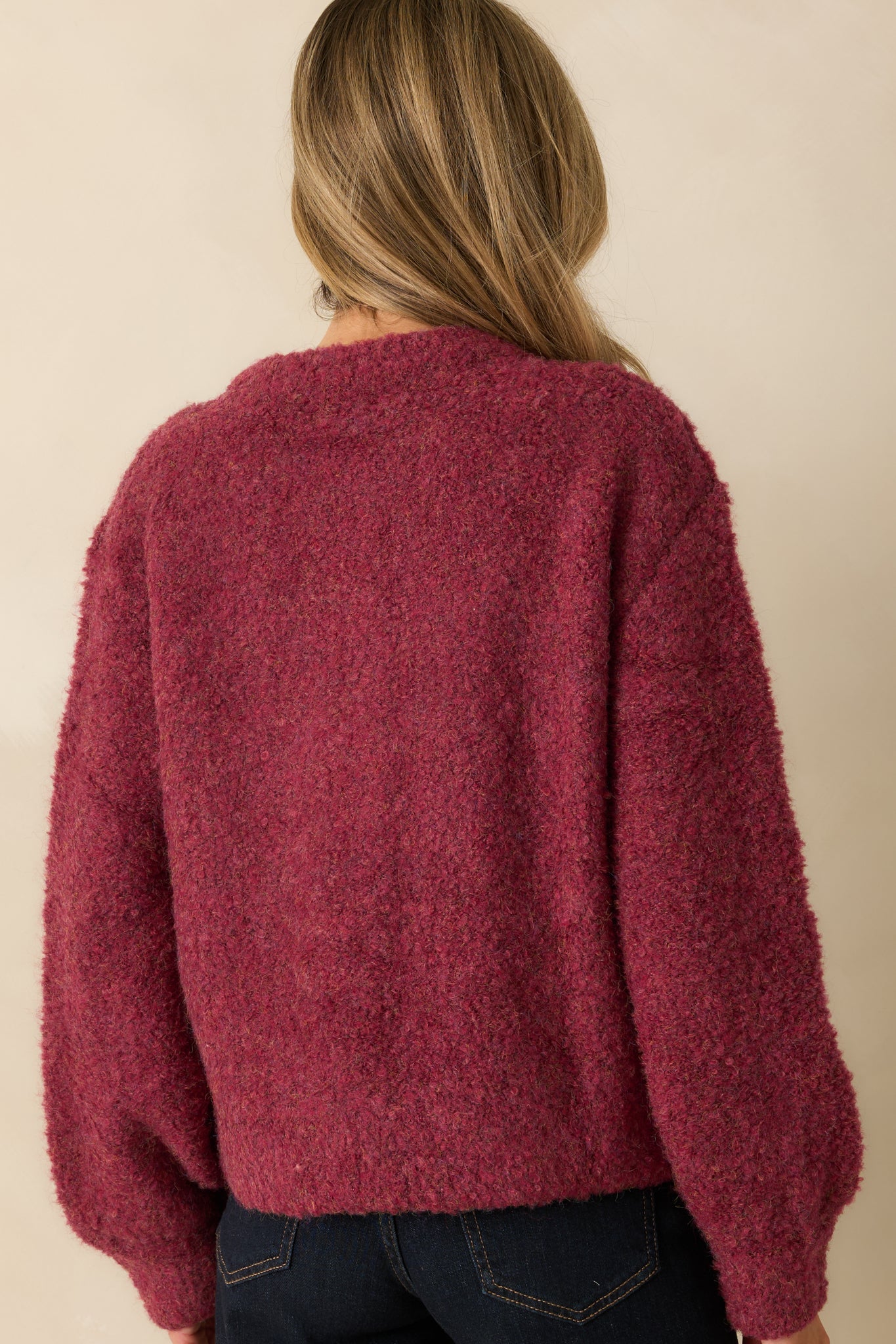 FRNCH Cranberry Knit Button-Up Selkirk Cardigan