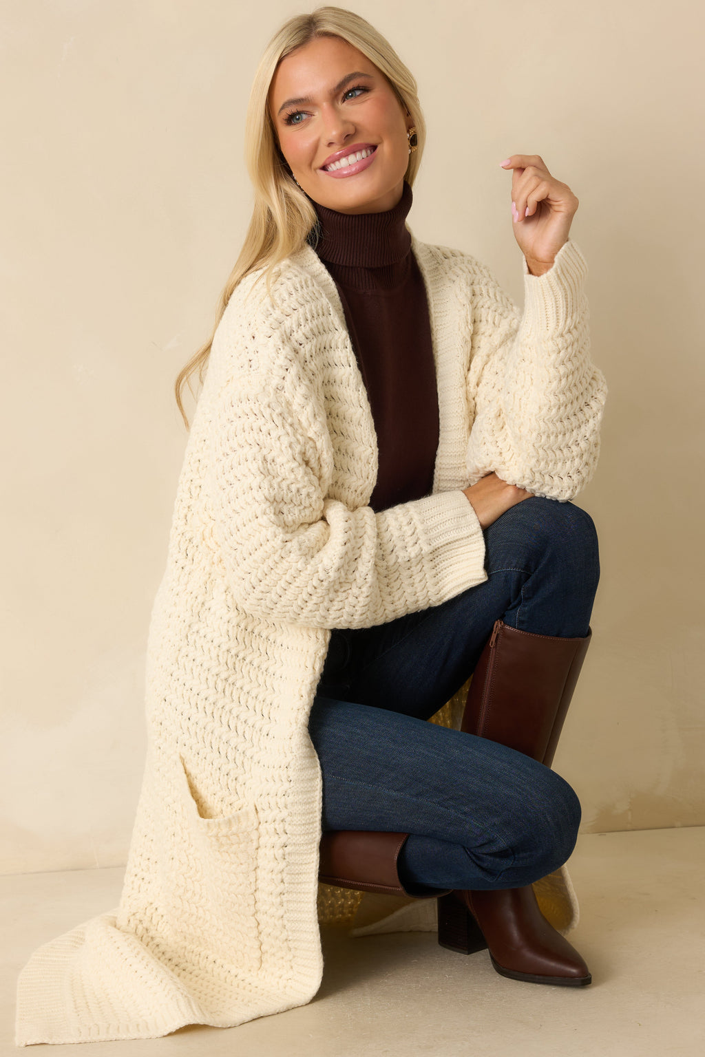 Made For More Cream Knit Duster Cardigan
