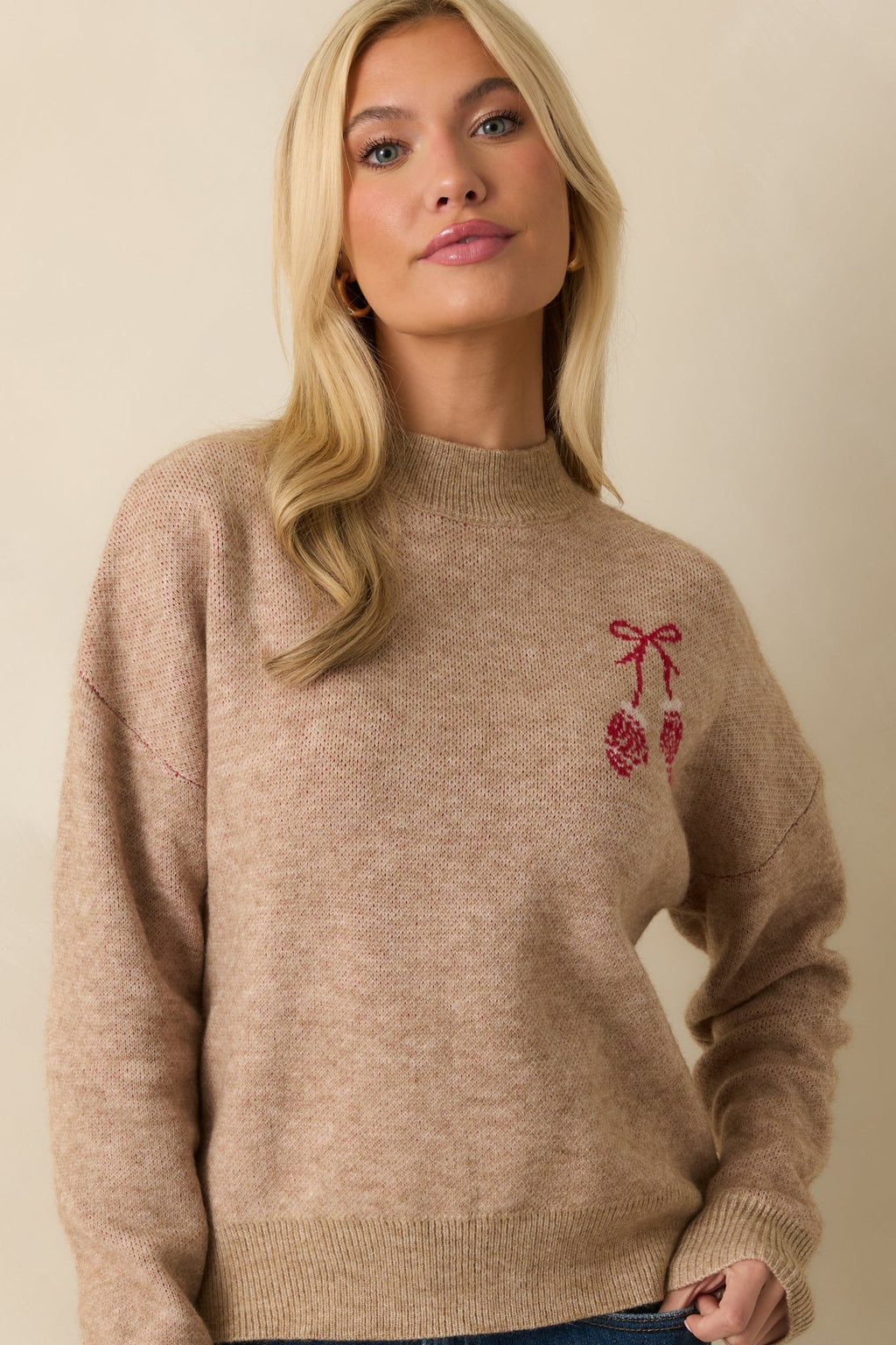 Getting The Warm Fuzzies Mocha Embroidered Mitten Sweater