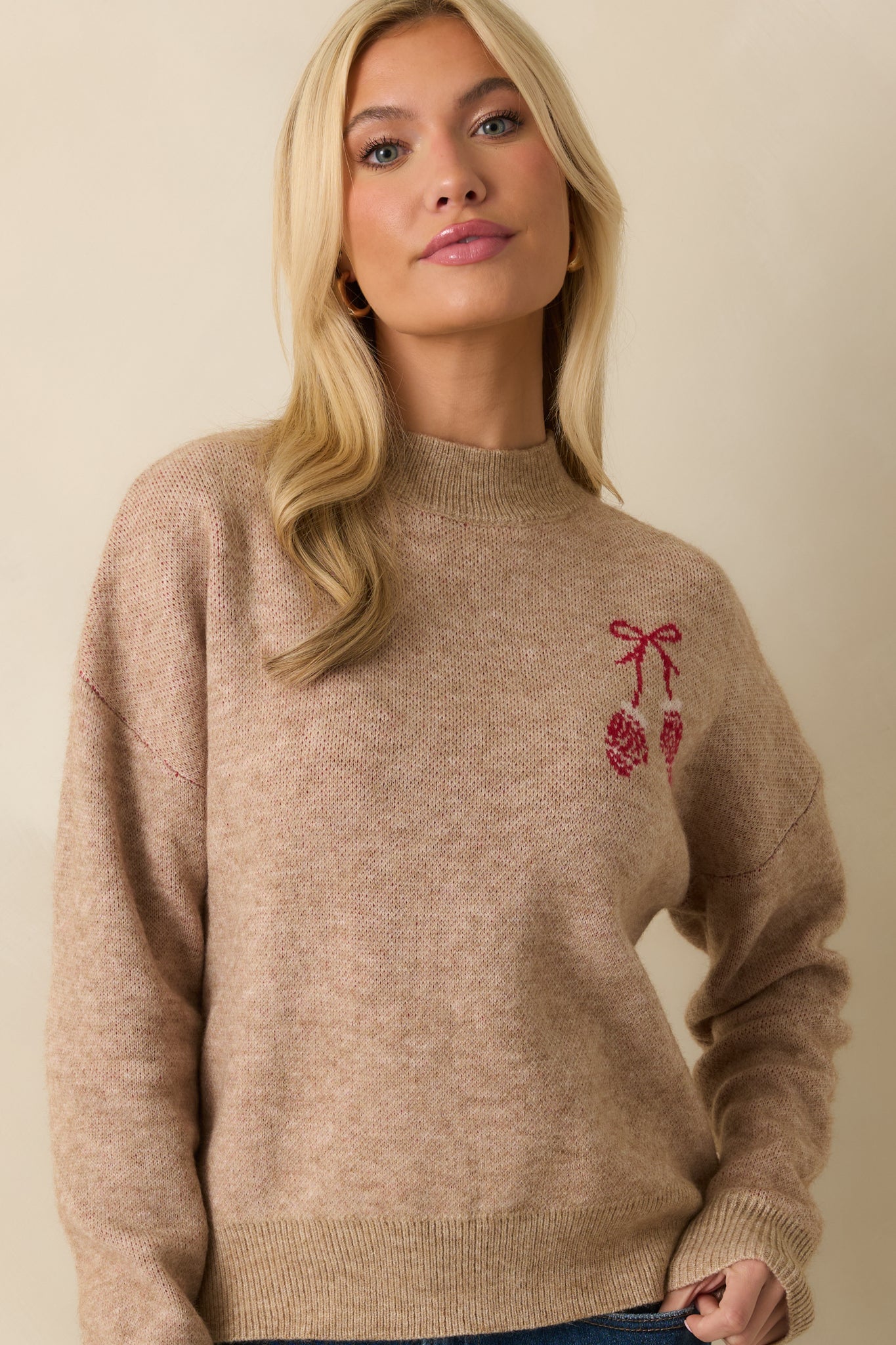 Getting The Warm Fuzzies Mocha Embroidered Mitten Sweater