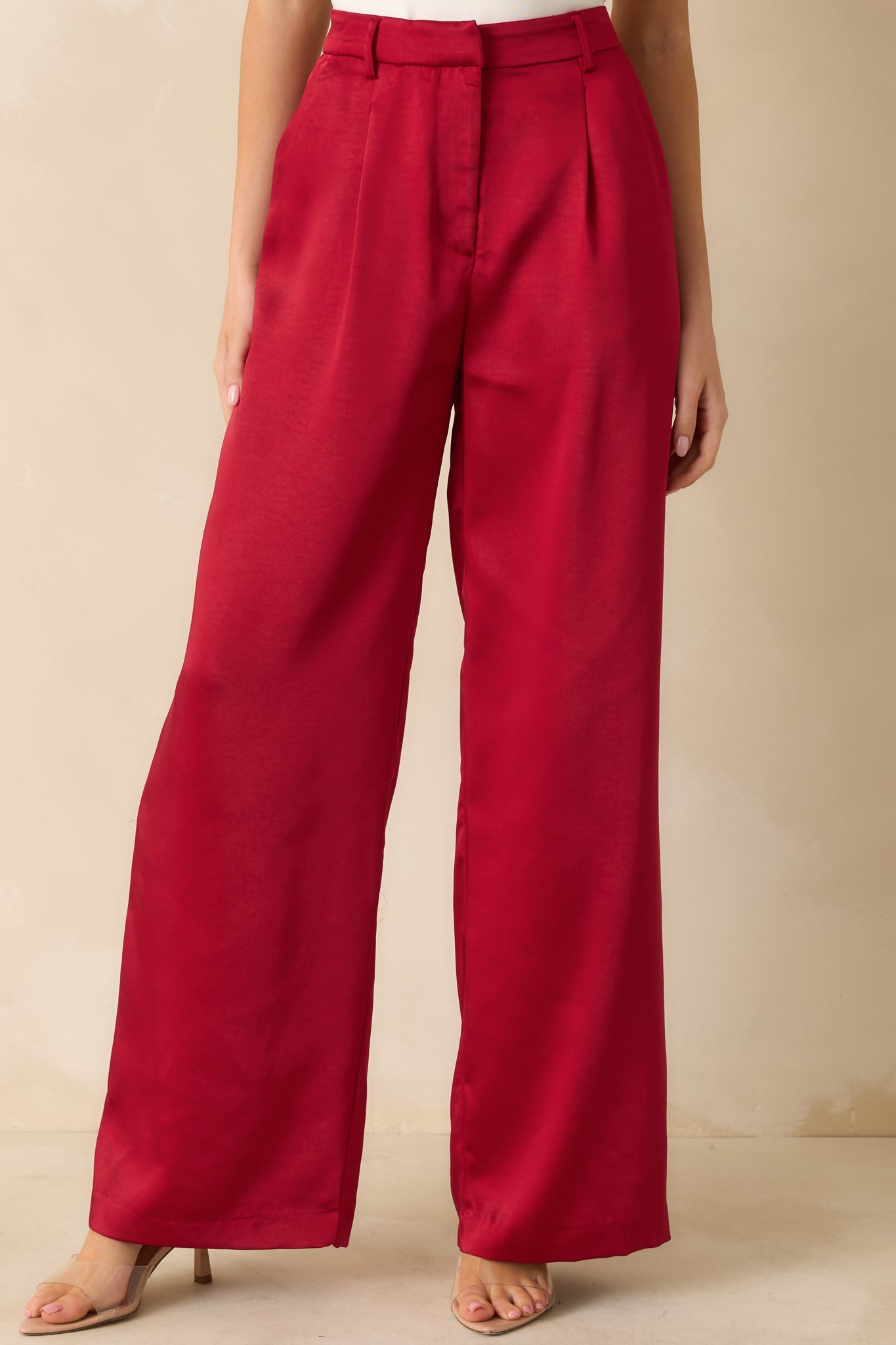 Star Status Red Shimmer Wide Leg Pants