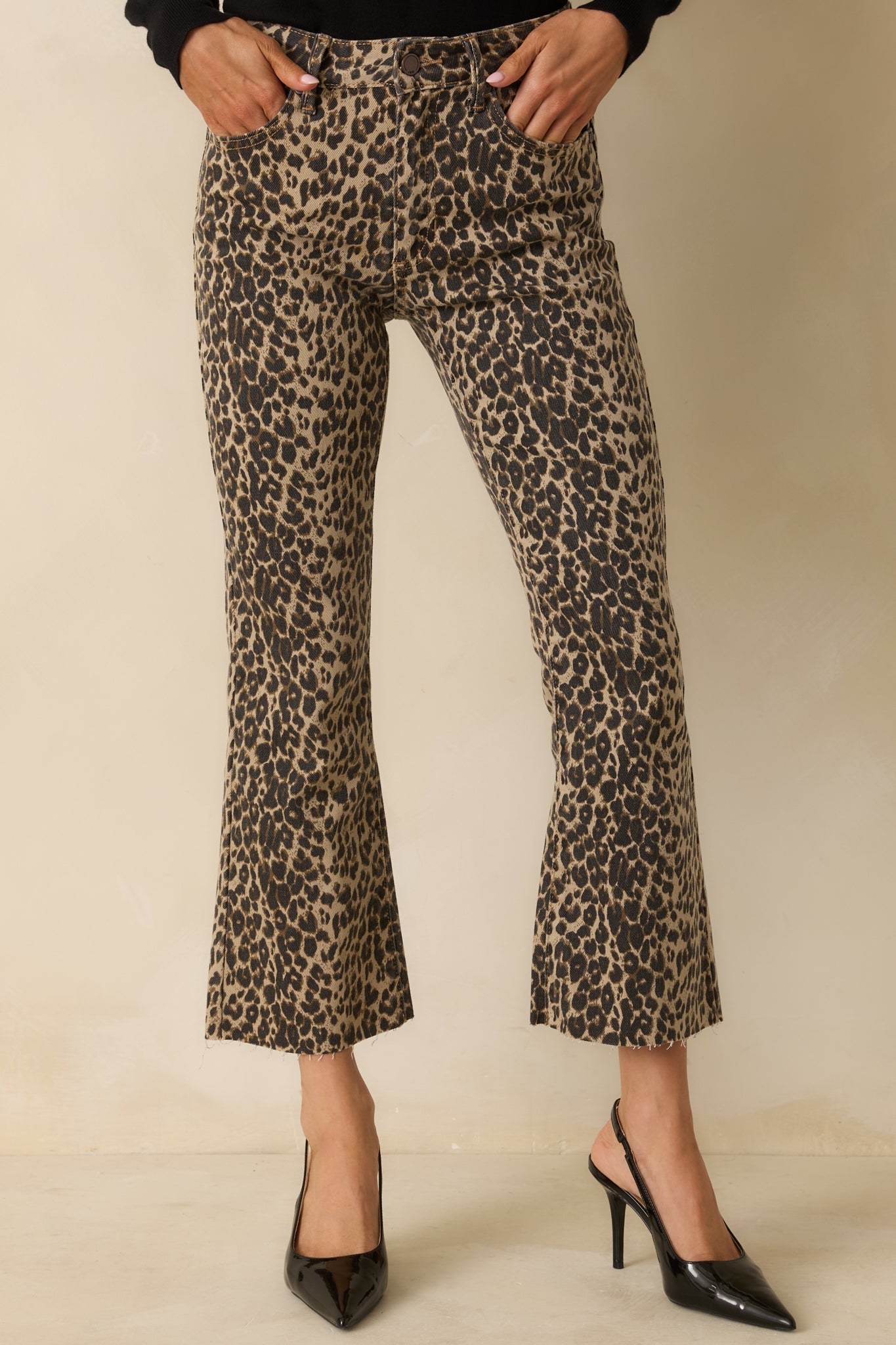 Terrific Timing Leopard Print Cropped Flare Jeans