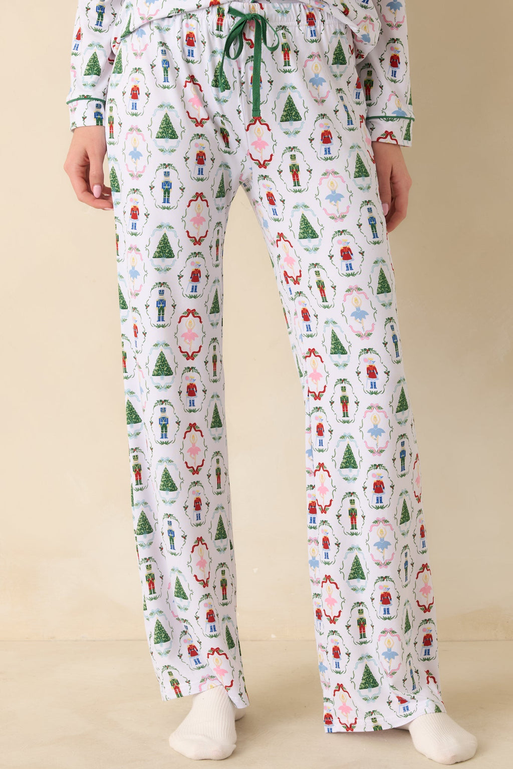 Holiday Brigade White Multi Nutcracker Pajama Pants