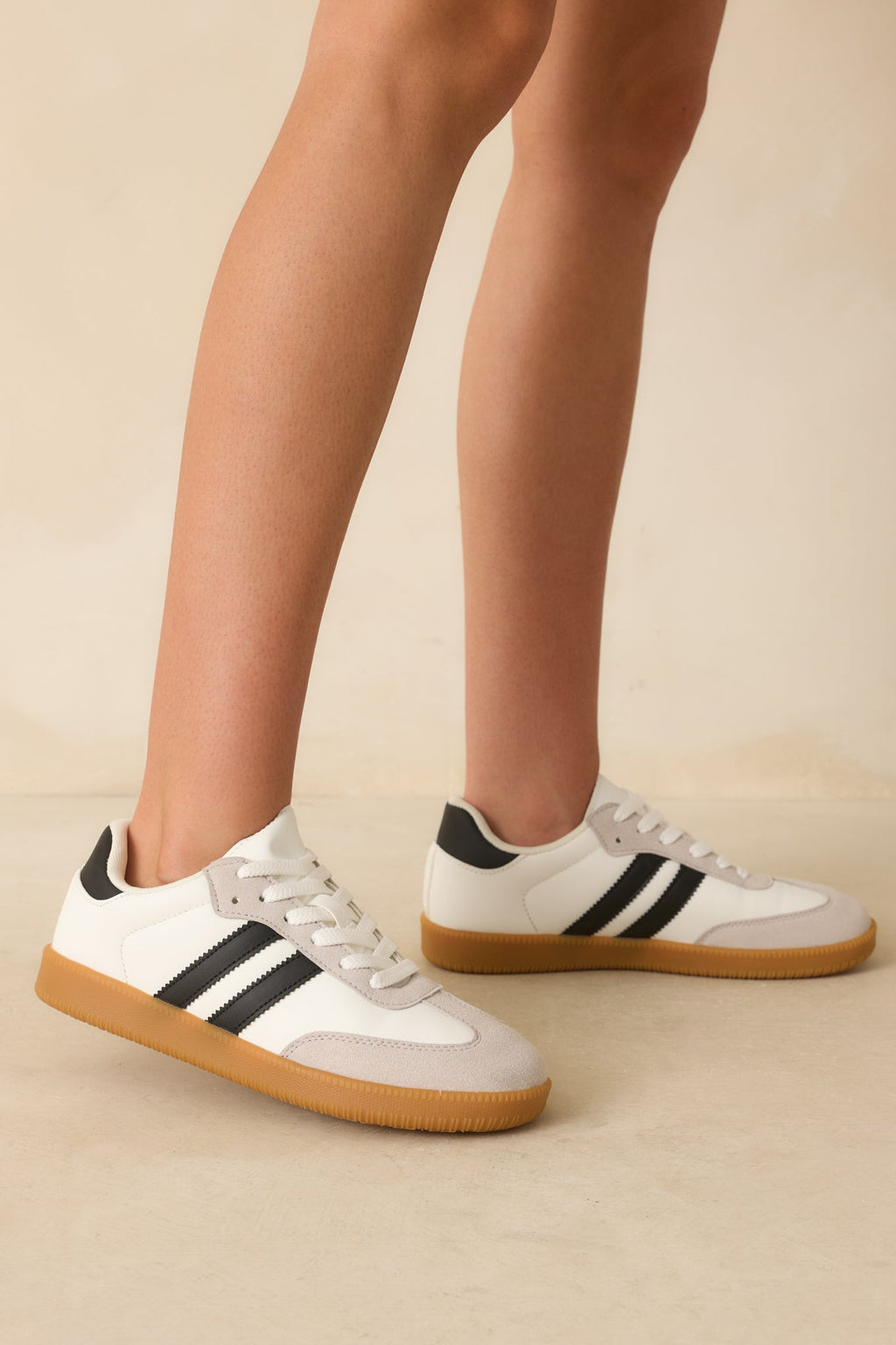 Bring The Good Vibes White Faux Leather Lace-Up Sneakers