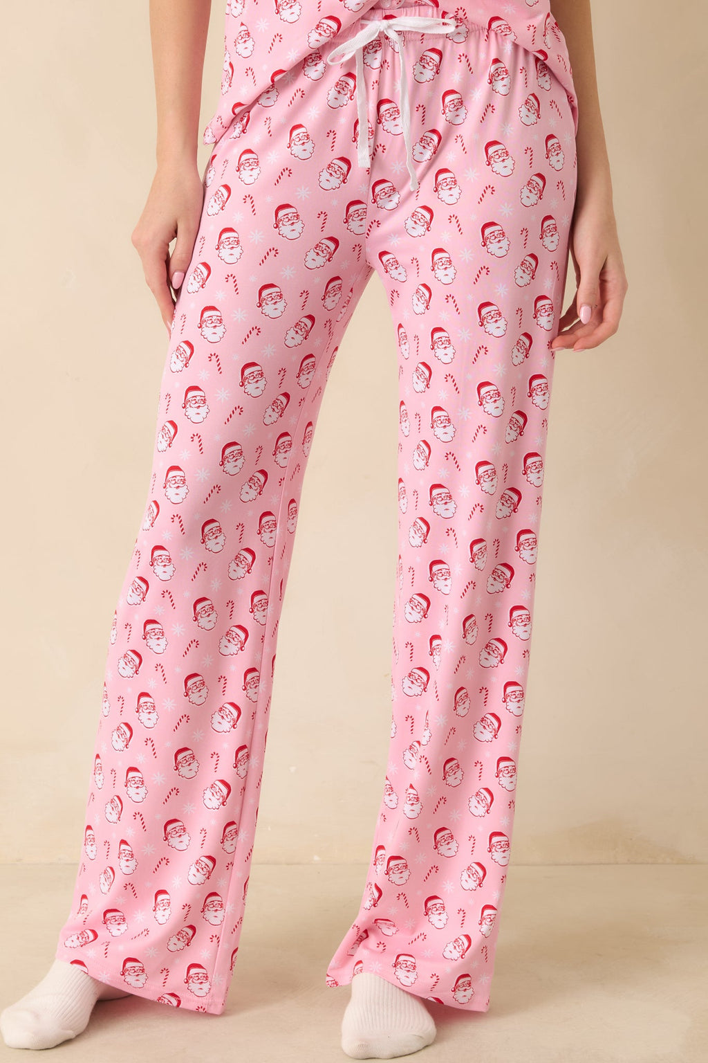 Jolly Little Thing Light Pink Multi Santa Pajama Pants