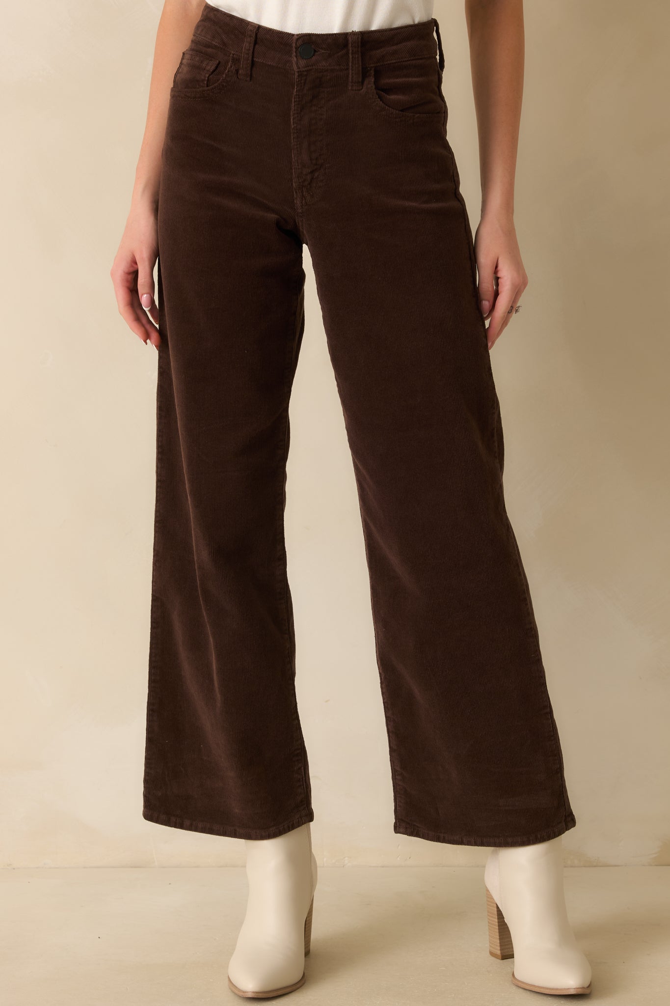 Meant To Be Here Dark Brown Corduroy Wide Leg Pants