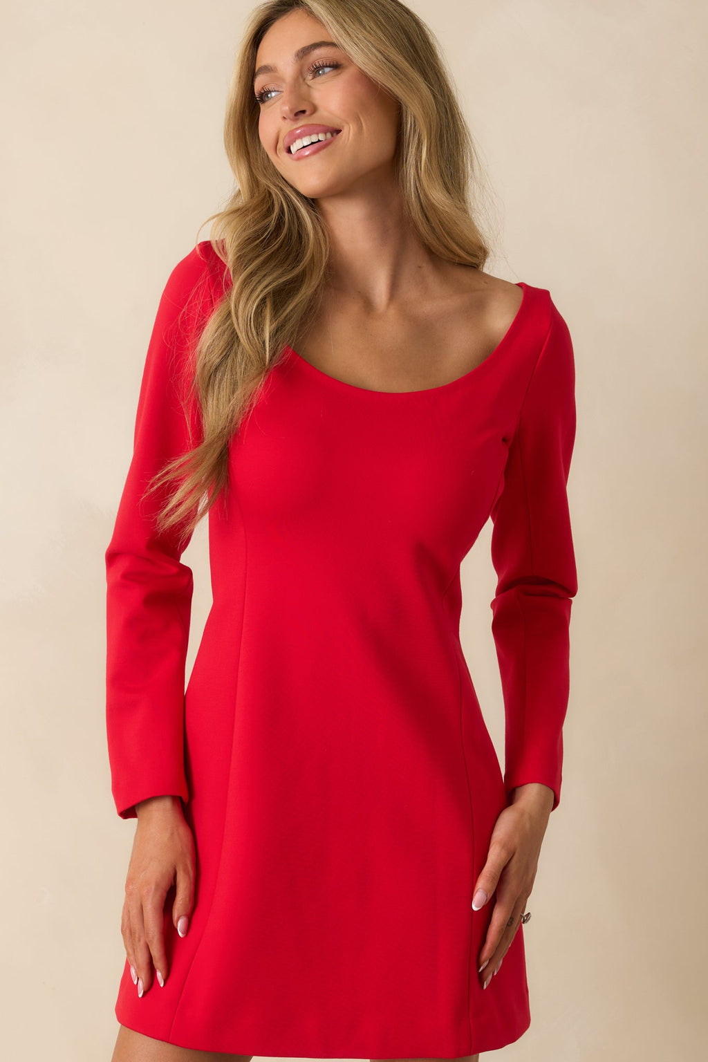 SPANX® Red Ponte Long Sleeve Mini Dress