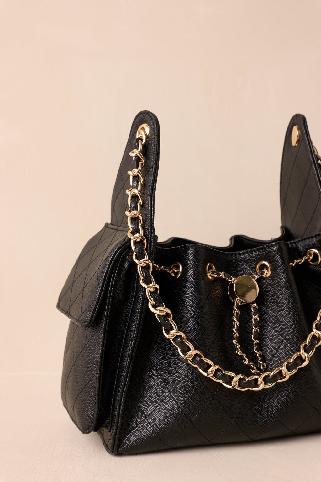 Promise Me Forever Black Quilted Faux Leather Purse