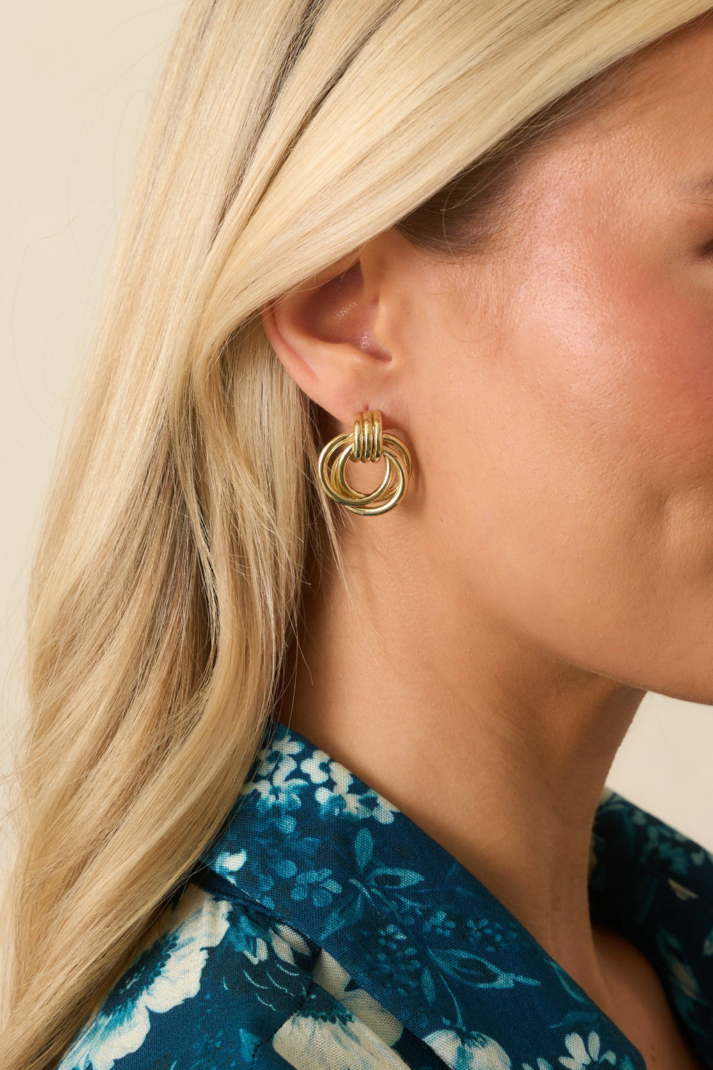 On The Regular Gold Linked Hoop Drop Earrings