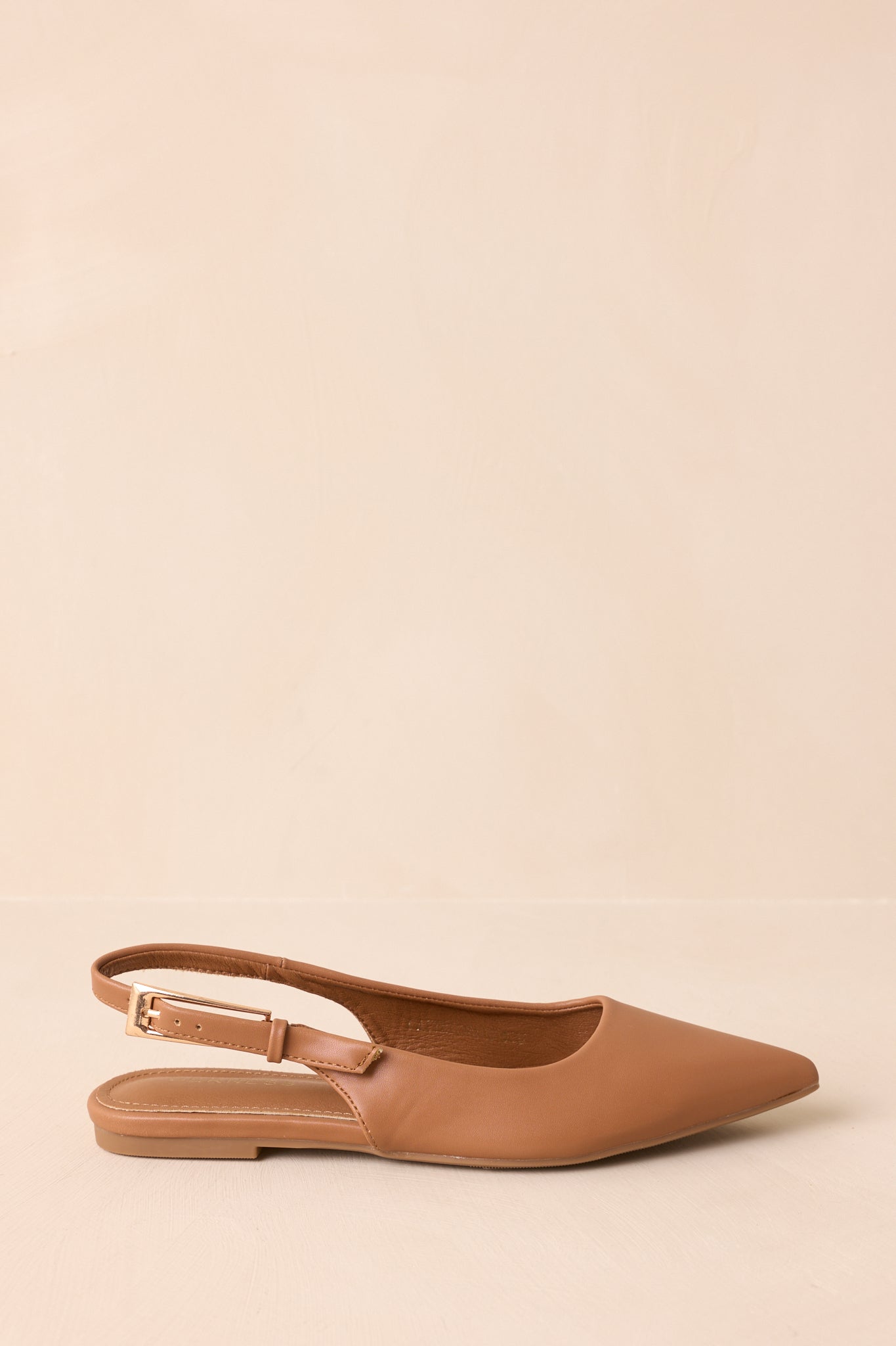 Point of View Camel Brown Pointed Toe Slingback Flats