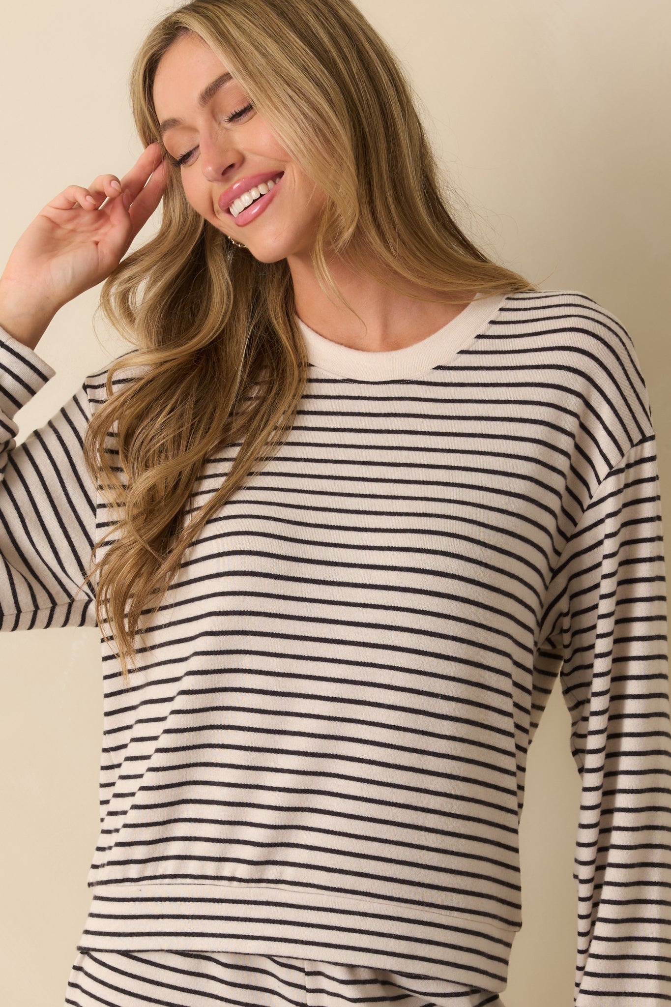 Z Supply Ivory Luxe Striped Long Sleeve Tee