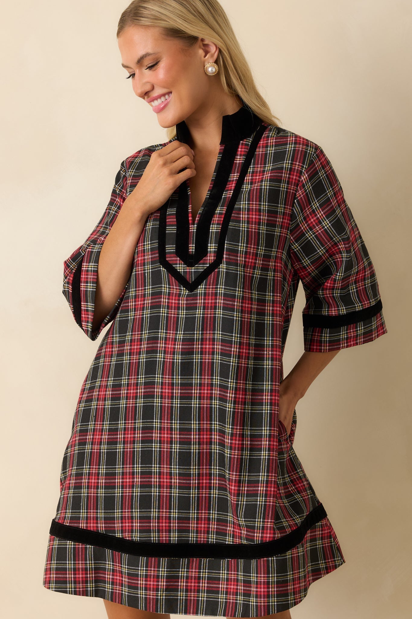 New Traditions Red Plaid Mini Dress