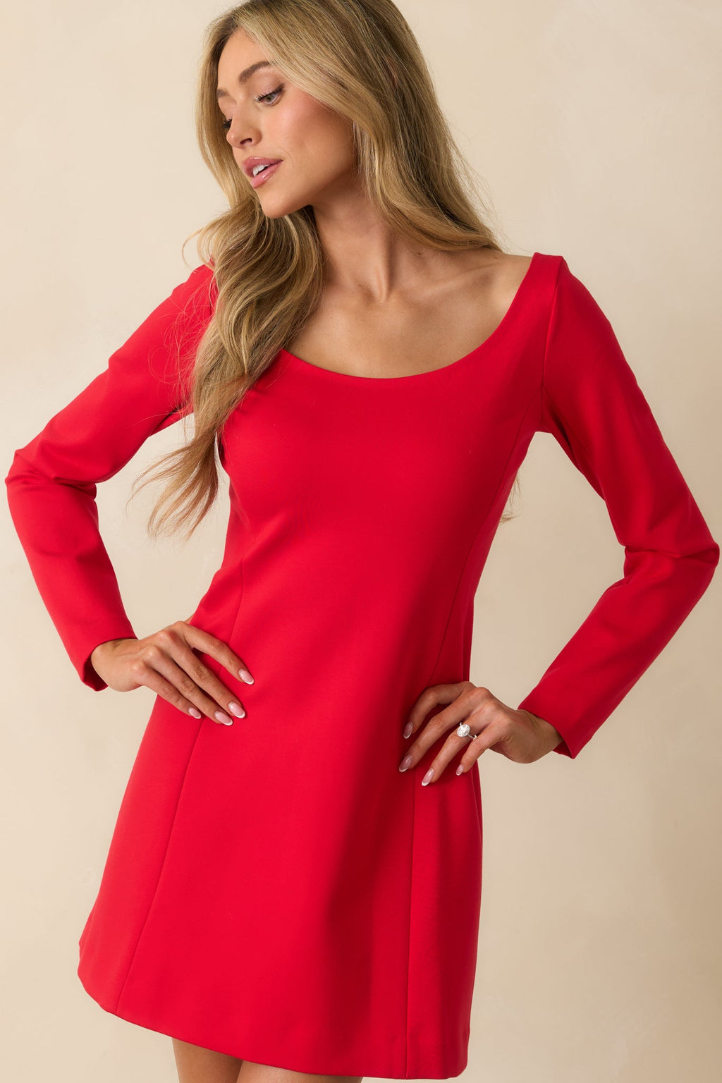 SPANX® Red Ponte Long Sleeve Mini Dress