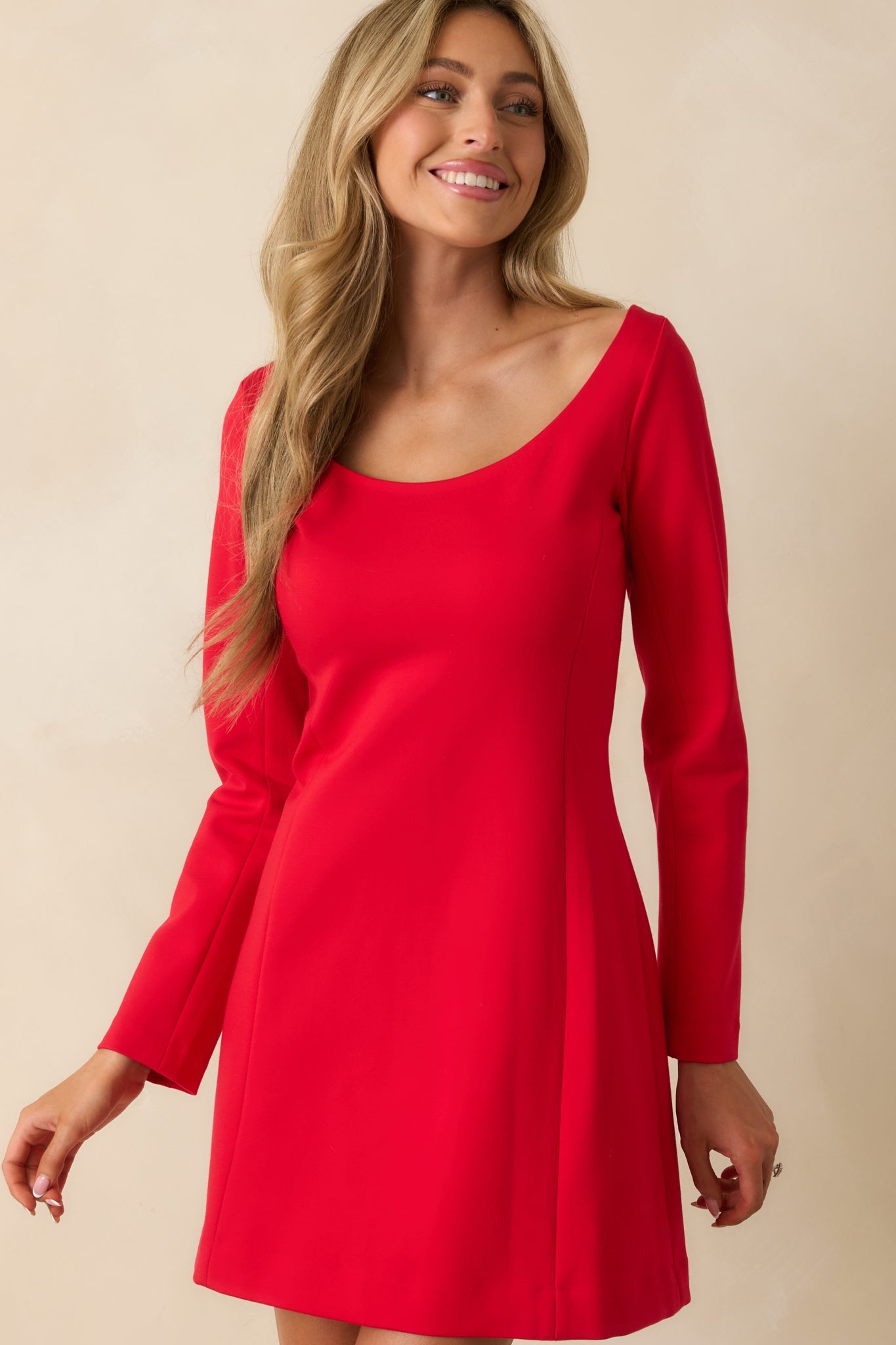 SPANX® Red Ponte Long Sleeve Mini Dress
