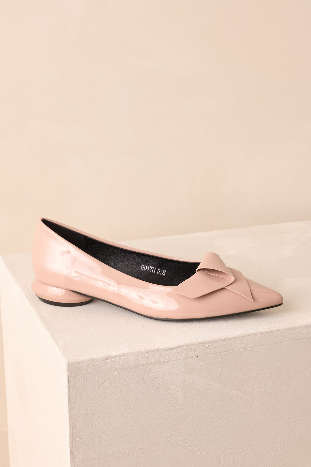 All These Years Beige Patent Faux Leather Pointed Toe Flats