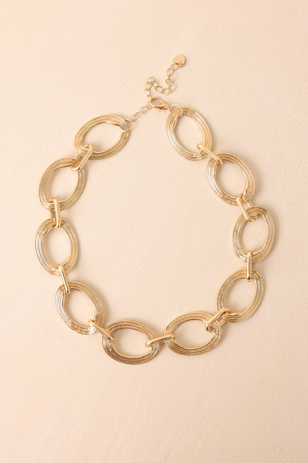 As It Turns Out Gold Textured Oval Chain Link Necklace