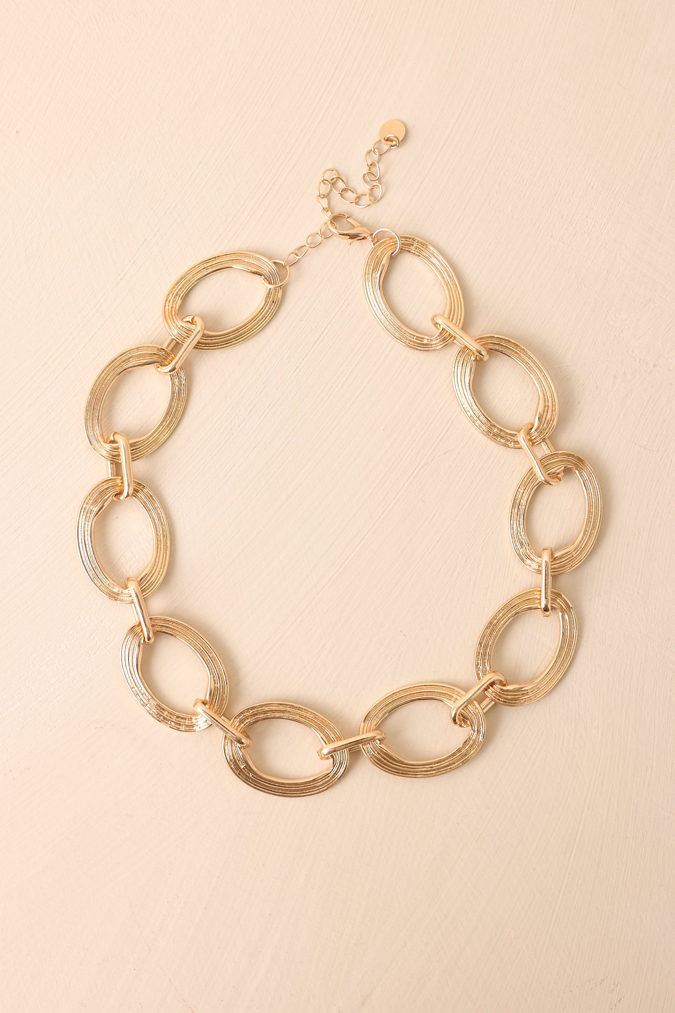 As It Turns Out Gold Textured Oval Chain Link Necklace