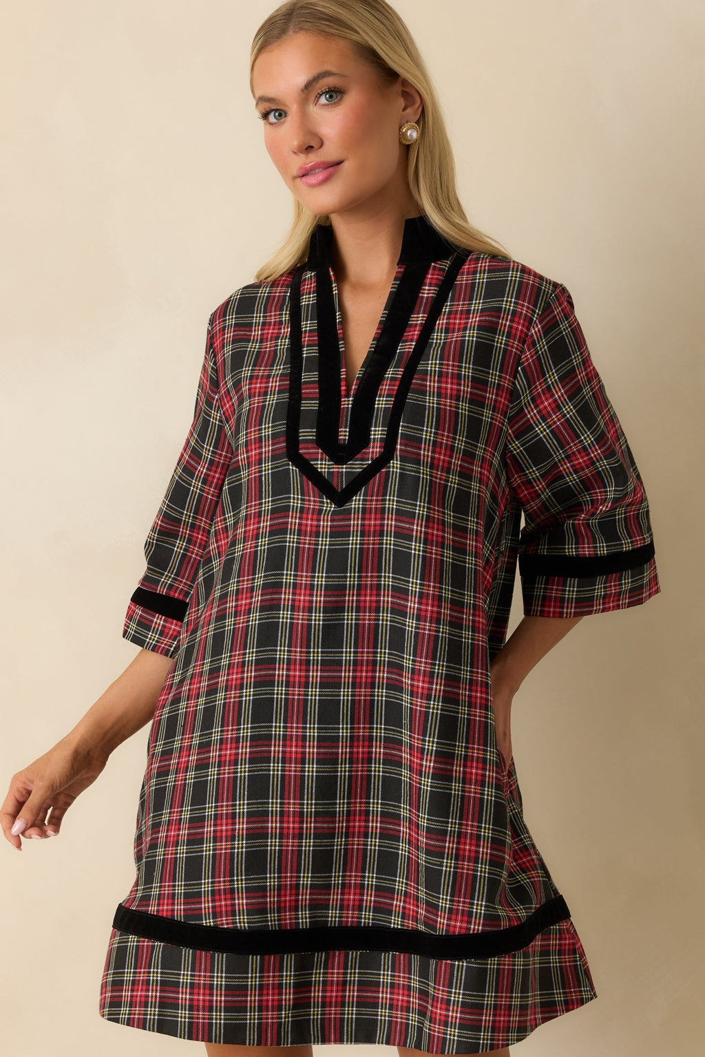 New Traditions Red Plaid Mini Dress