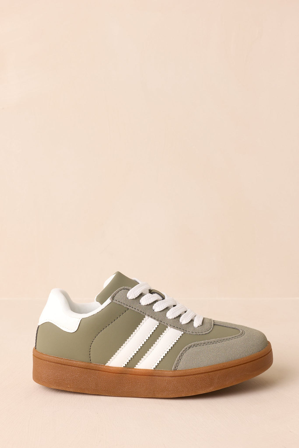 Chasing Chill Light Green Faux Leather and Suede Lace-Up Sneakers