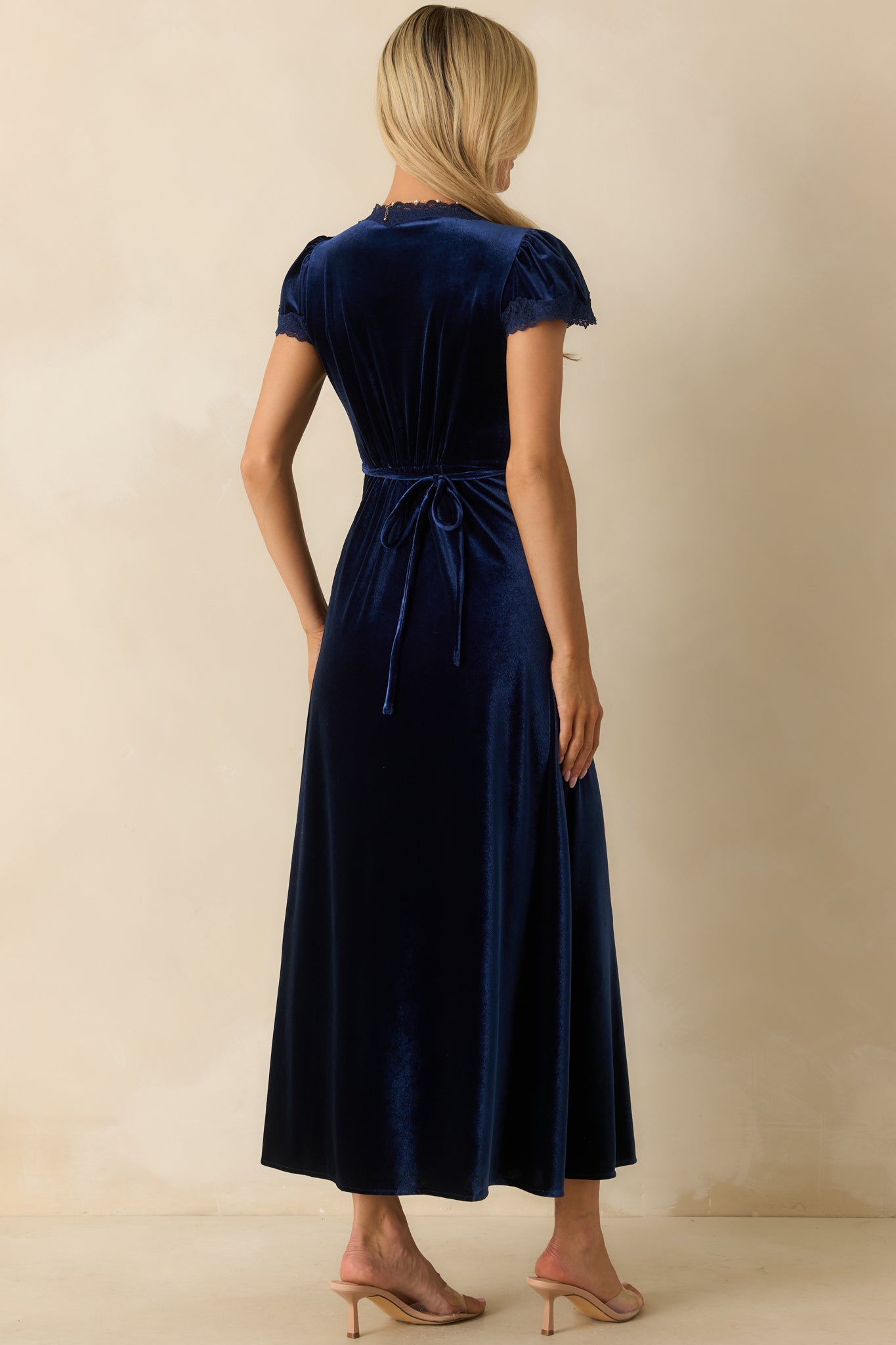 Made For The Moment Navy V-Neck Velvet Maxi Dress