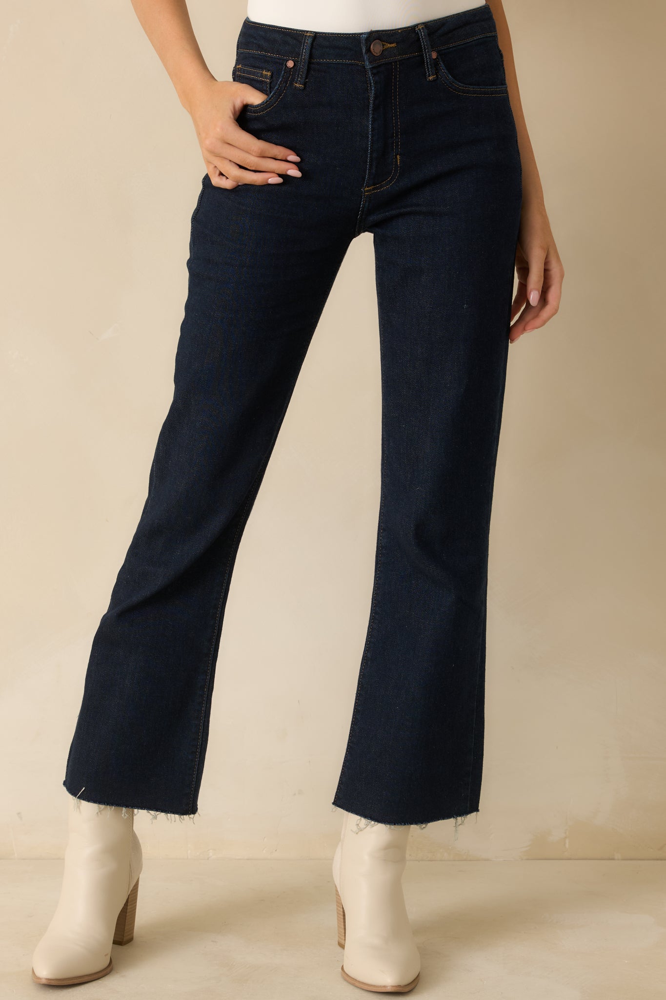 Power Curve Dark Wash Cropped Flare Jeans