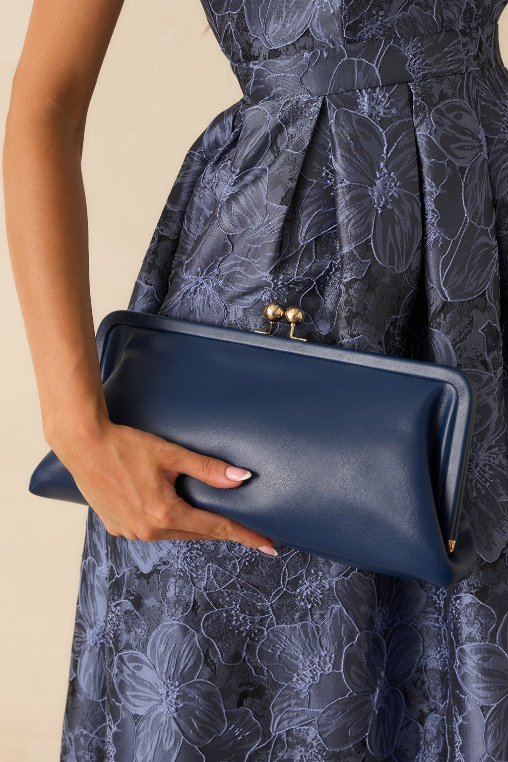 In Case You Missed It Navy Faux Leather Clutch Handbag