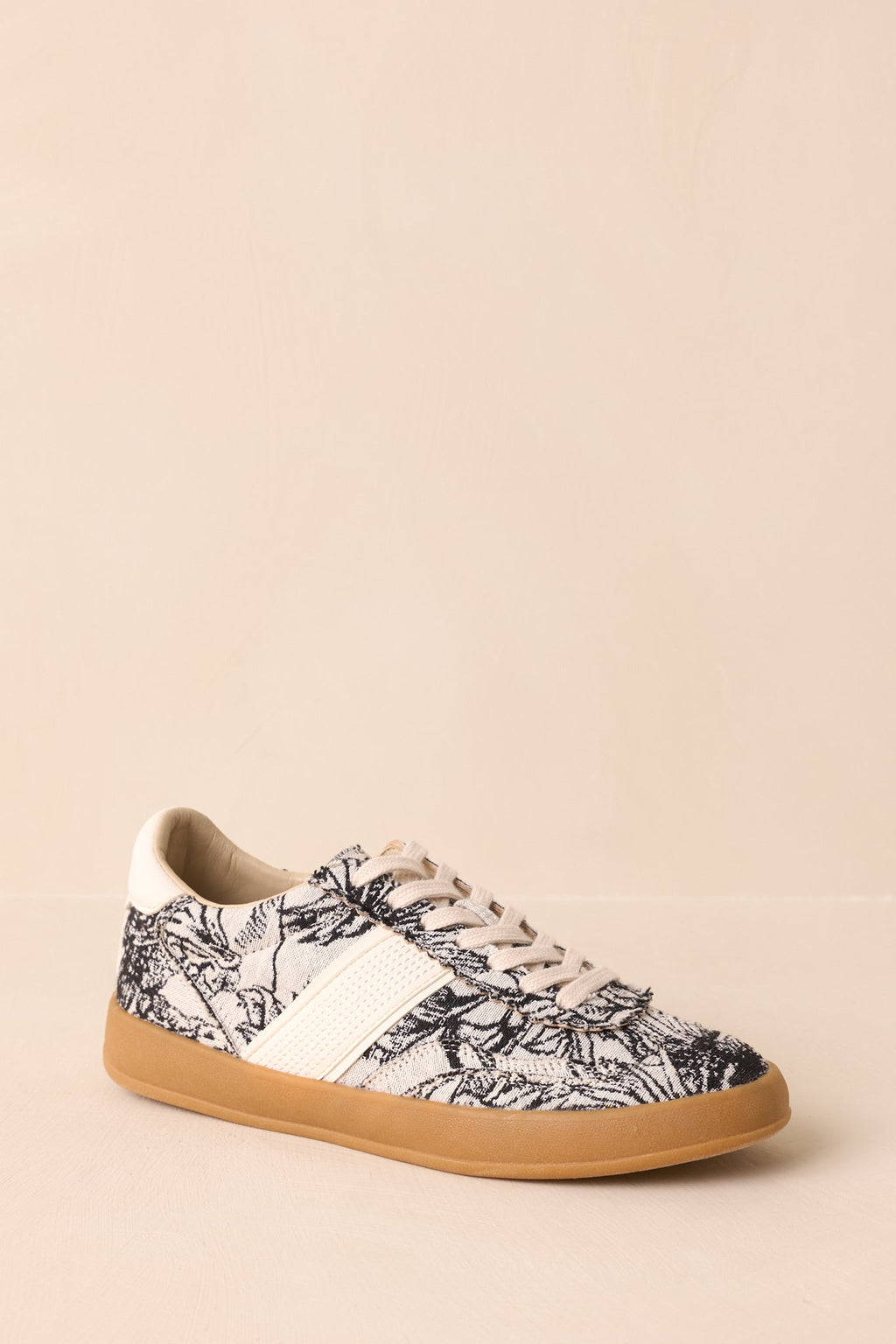 No Rush At All Ivory Floral Print Sneakers