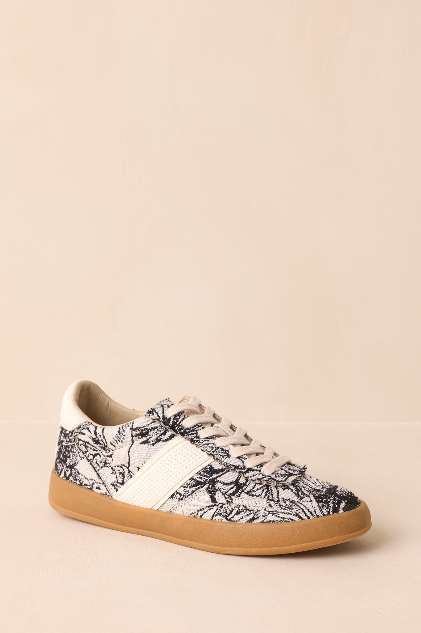 No Rush At All Ivory Floral Print Sneakers