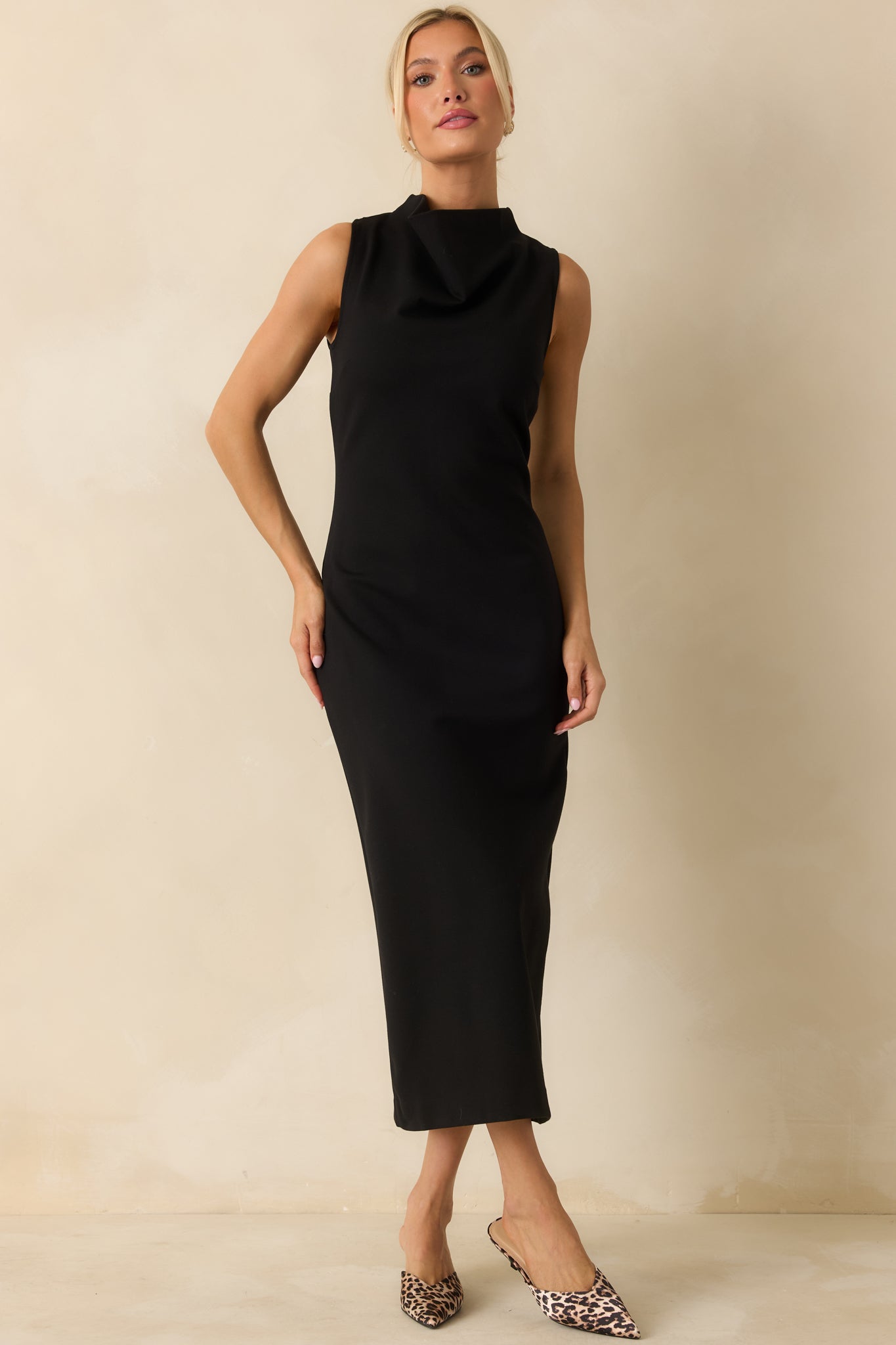 SPANX® Black Ponte Sleeveless Midi Dress