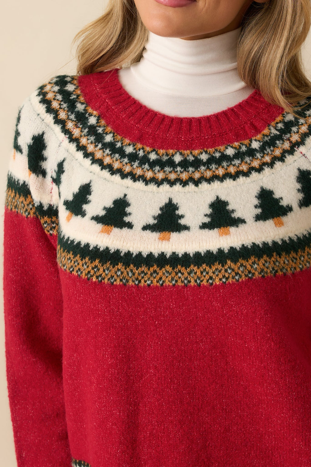 All Spruced Up Red Knit Tree Sweater