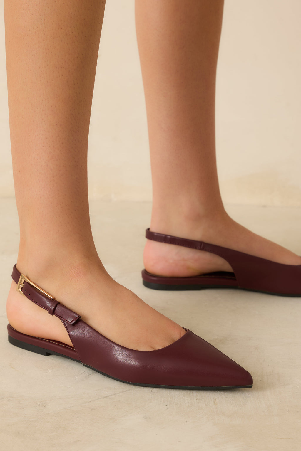 Point of View Wine Red Pointed Toe Slingback Flats