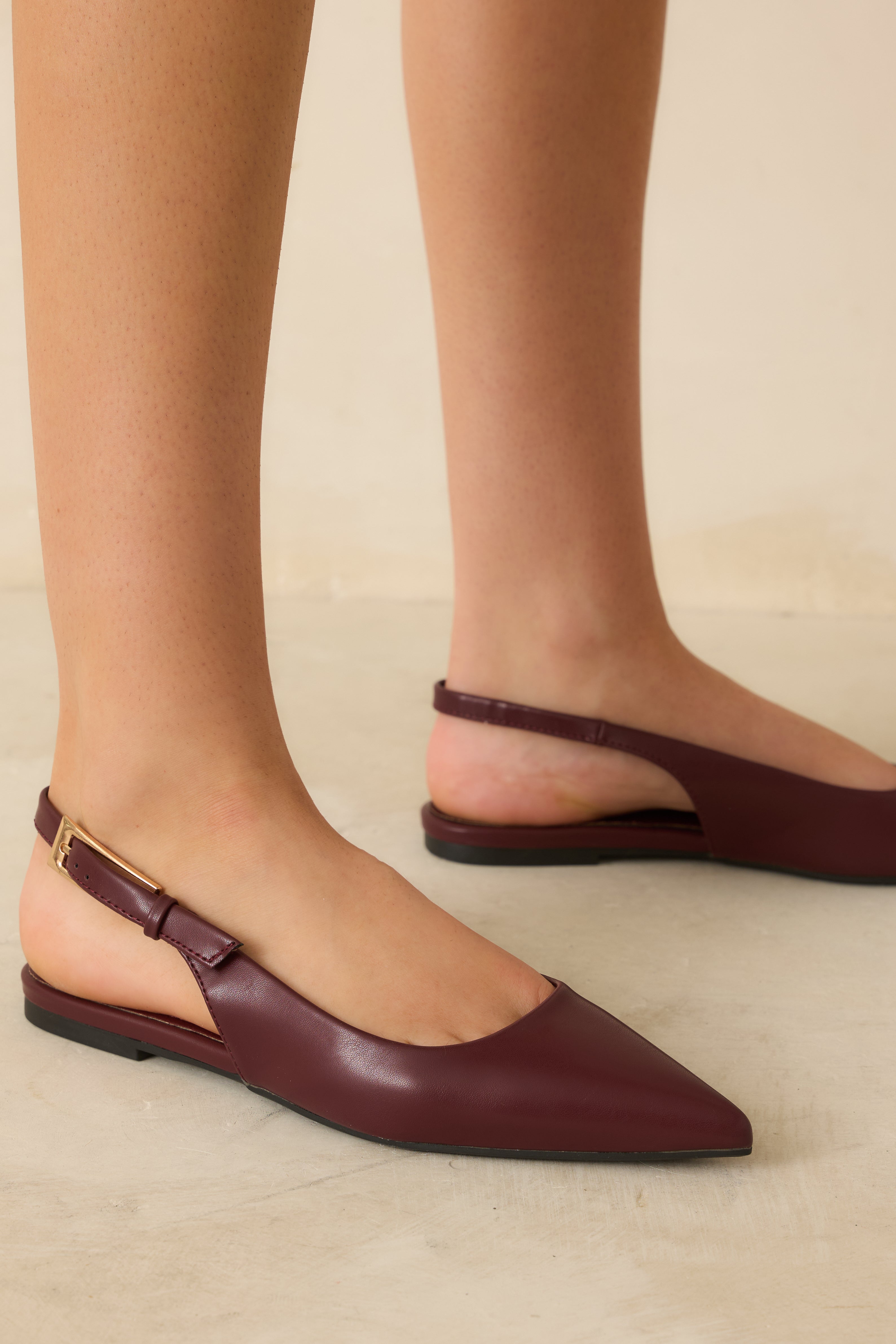 Point of View Wine Red Pointed Toe Slingback Flats