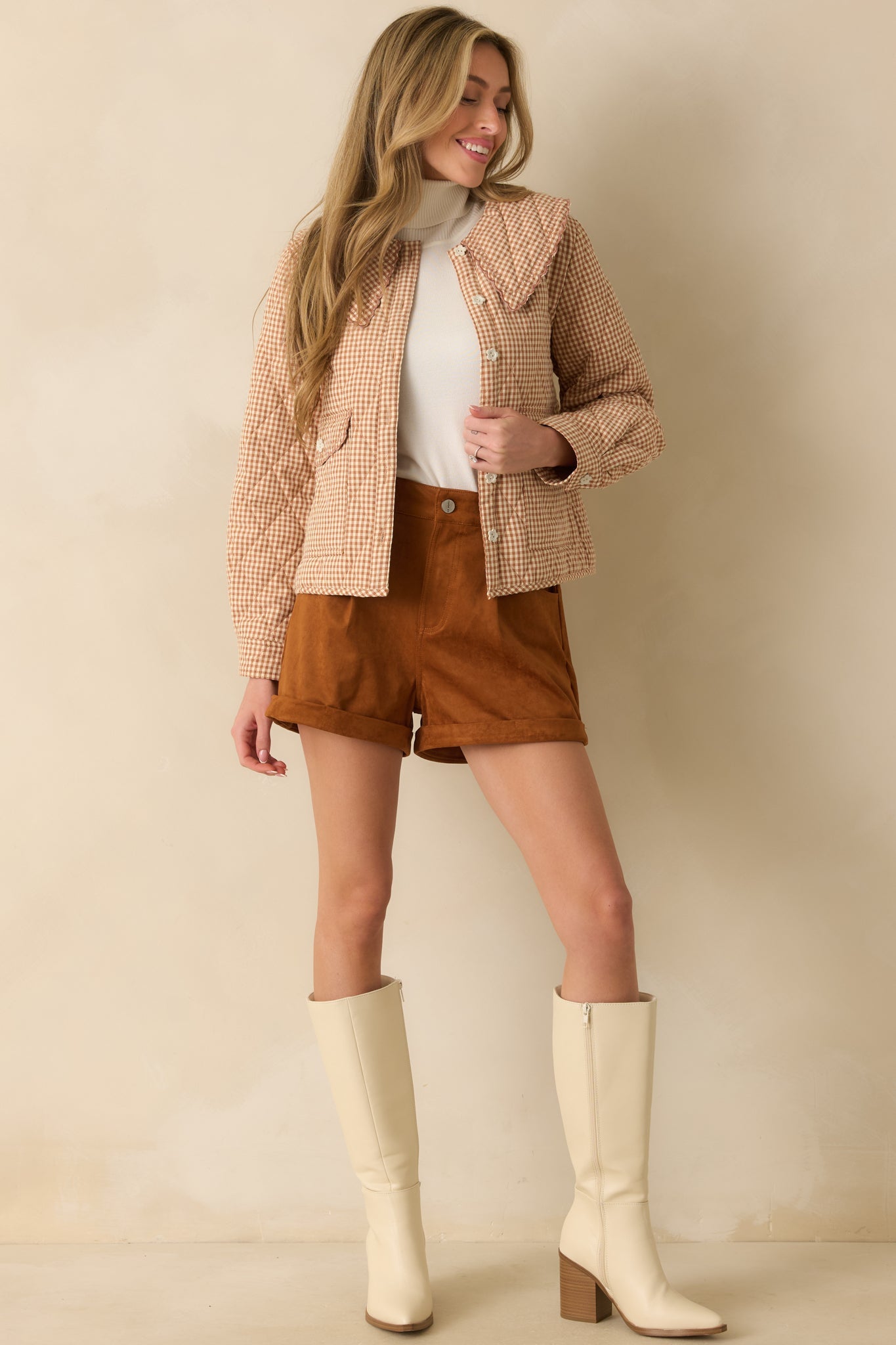 That’s What I Said Caramel Brown Faux Suede Cuffed Shorts
