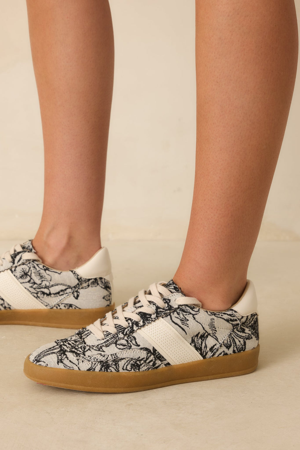 No Rush At All Ivory Floral Print Sneakers