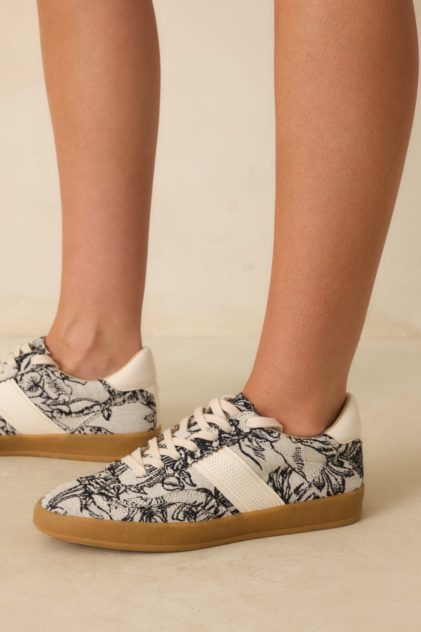 No Rush At All Ivory Floral Print Sneakers