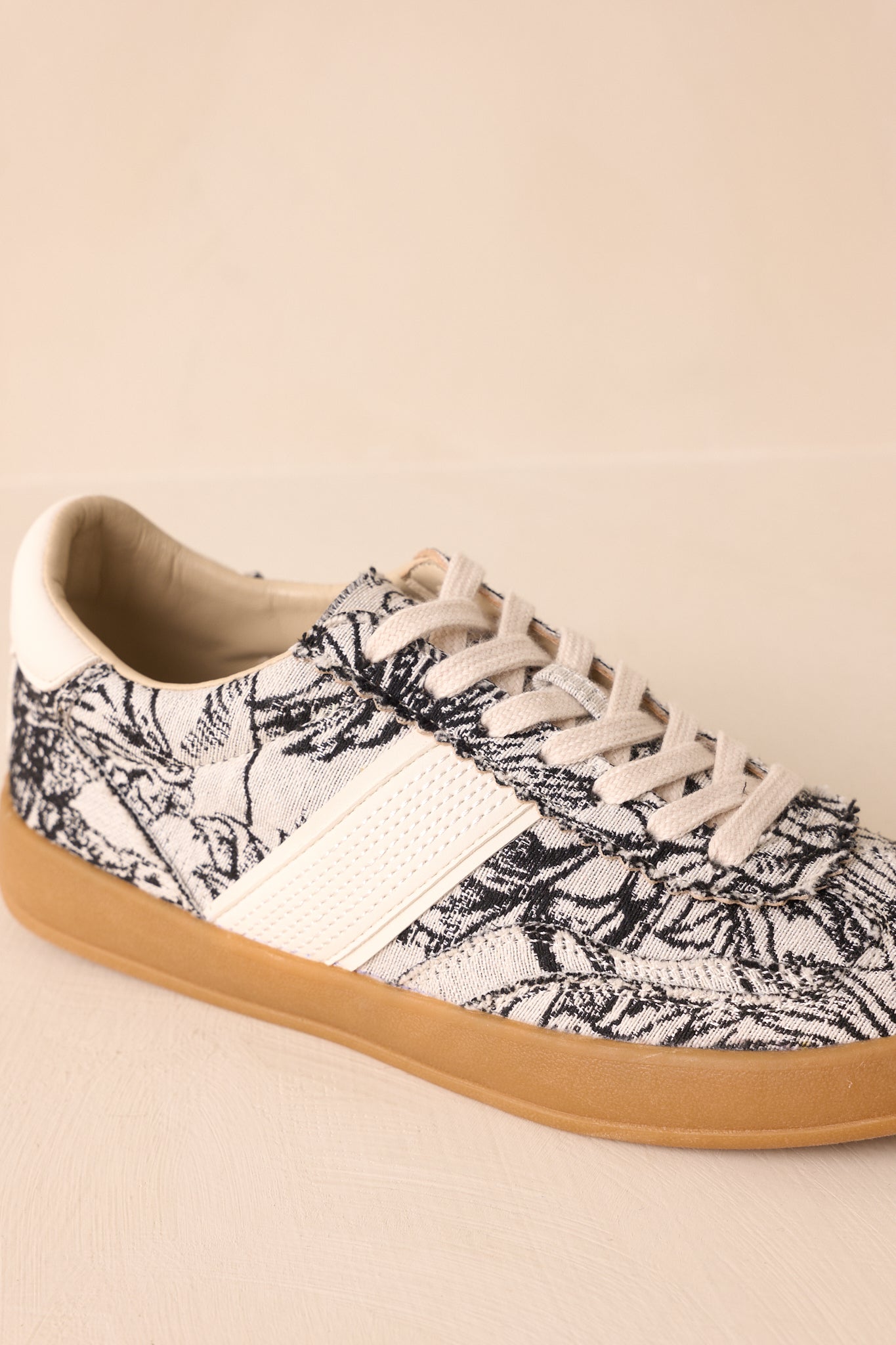No Rush At All Ivory Floral Print Sneakers