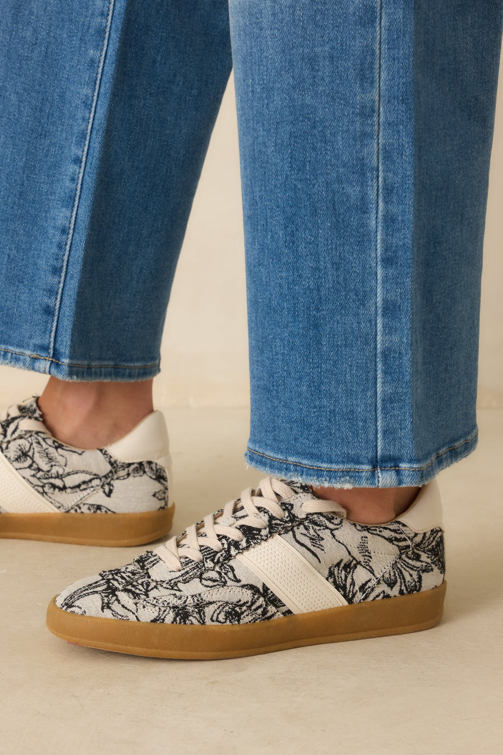 No Rush At All Ivory Floral Print Sneakers