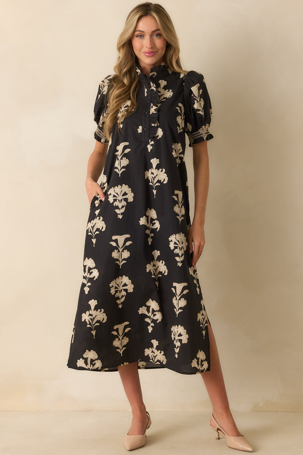 To Say The Least Black Floral Print Cotton Maxi Dress