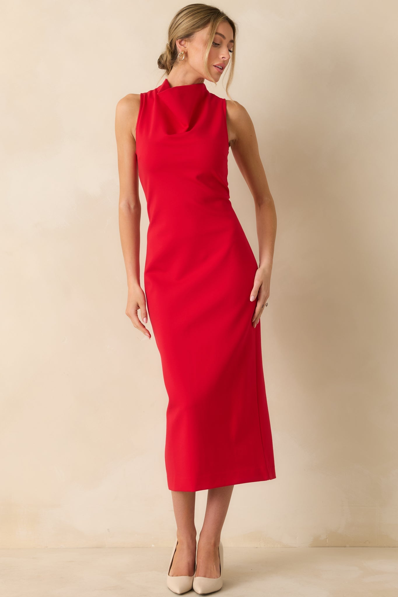 SPANX® Red Ponte Sleeveless Midi Dress