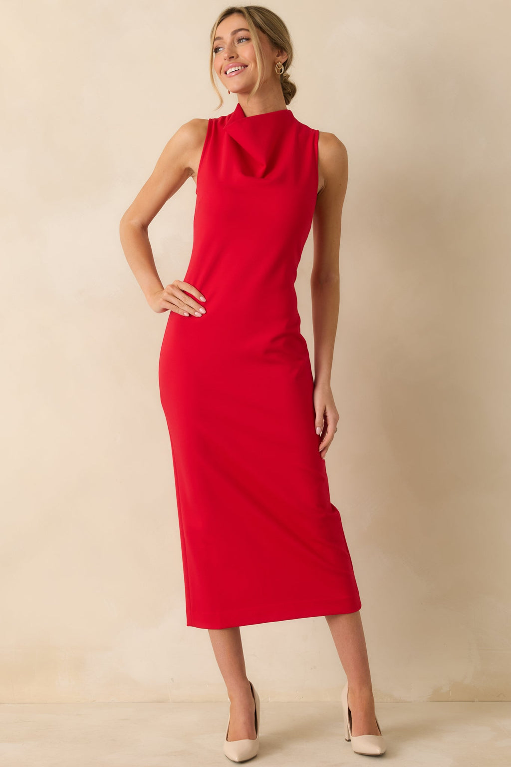SPANX® Red Ponte Sleeveless Midi Dress