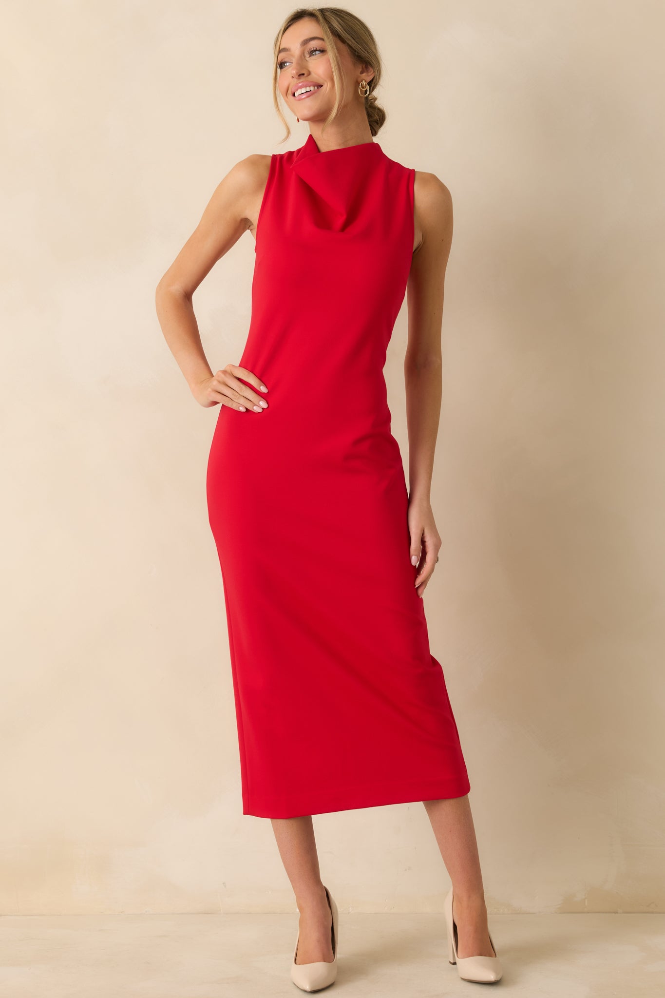 SPANX® Red Ponte Sleeveless Midi Dress
