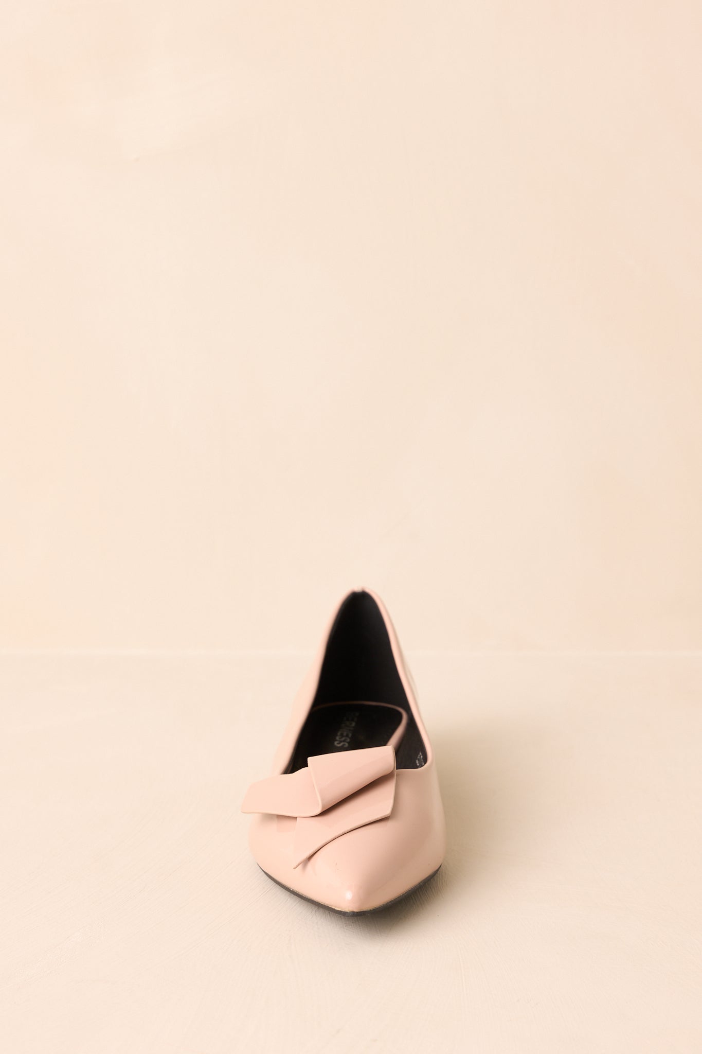 All These Years Beige Patent Faux Leather Pointed Toe Flats