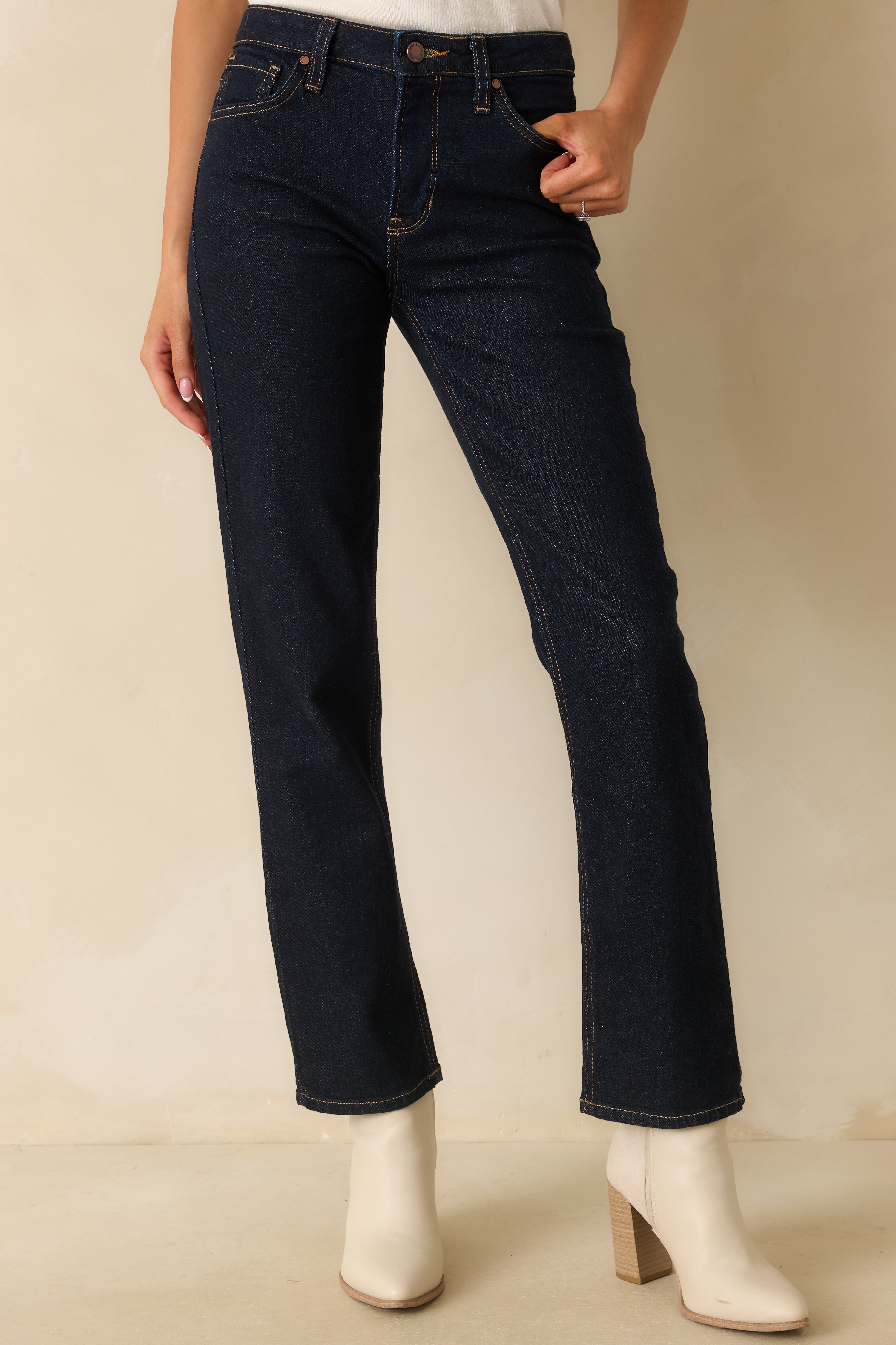 Forever Again Deep Indigo Straight Leg Jeans