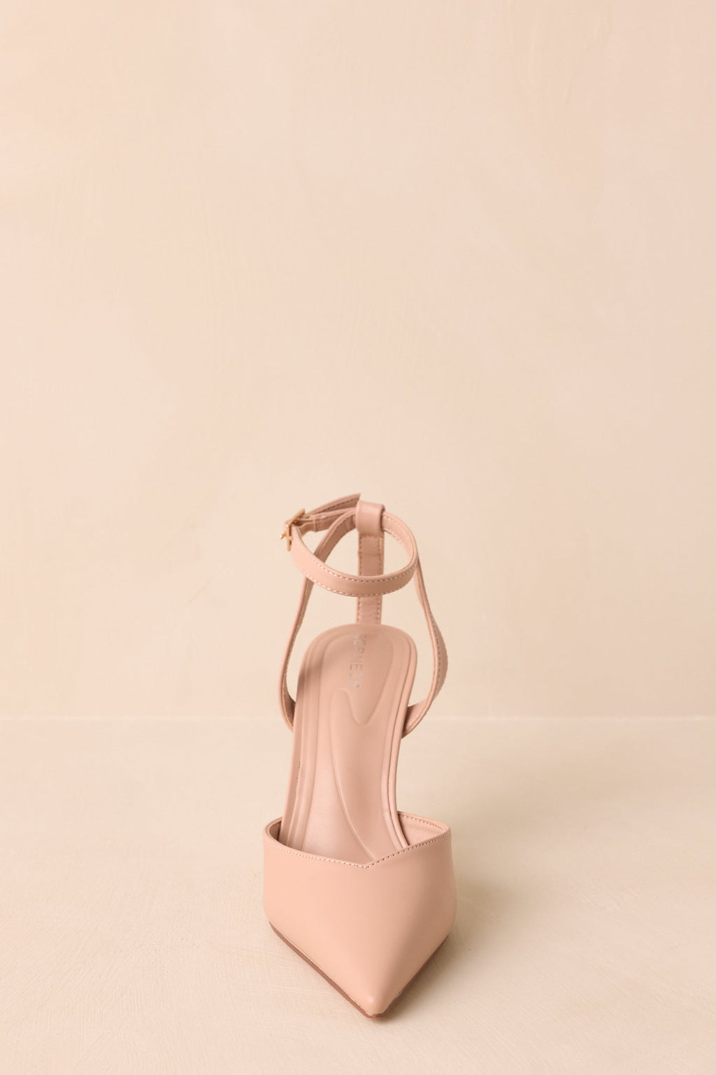 Have It Your Way Beige Faux Leather Pointed Toe Ankle Strap Heels