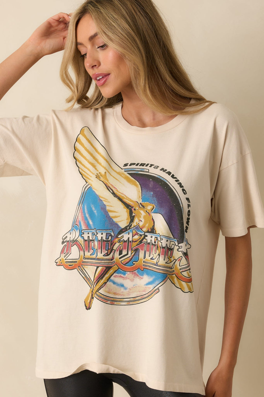 Bee Gees Ivory Cotton Spirts Having Flown Merch Tee