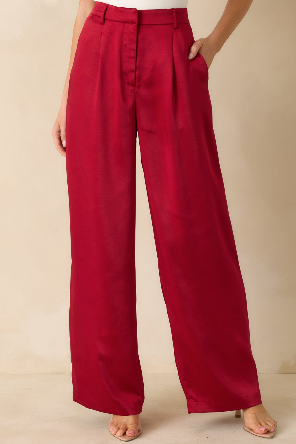 Star Status Red Shimmer Wide Leg Pants