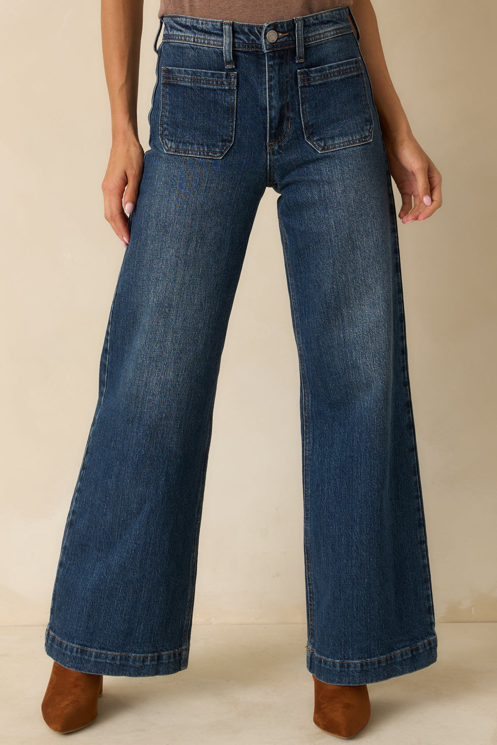 Good Fit Dark Faded Wash Wide-Leg Jeans