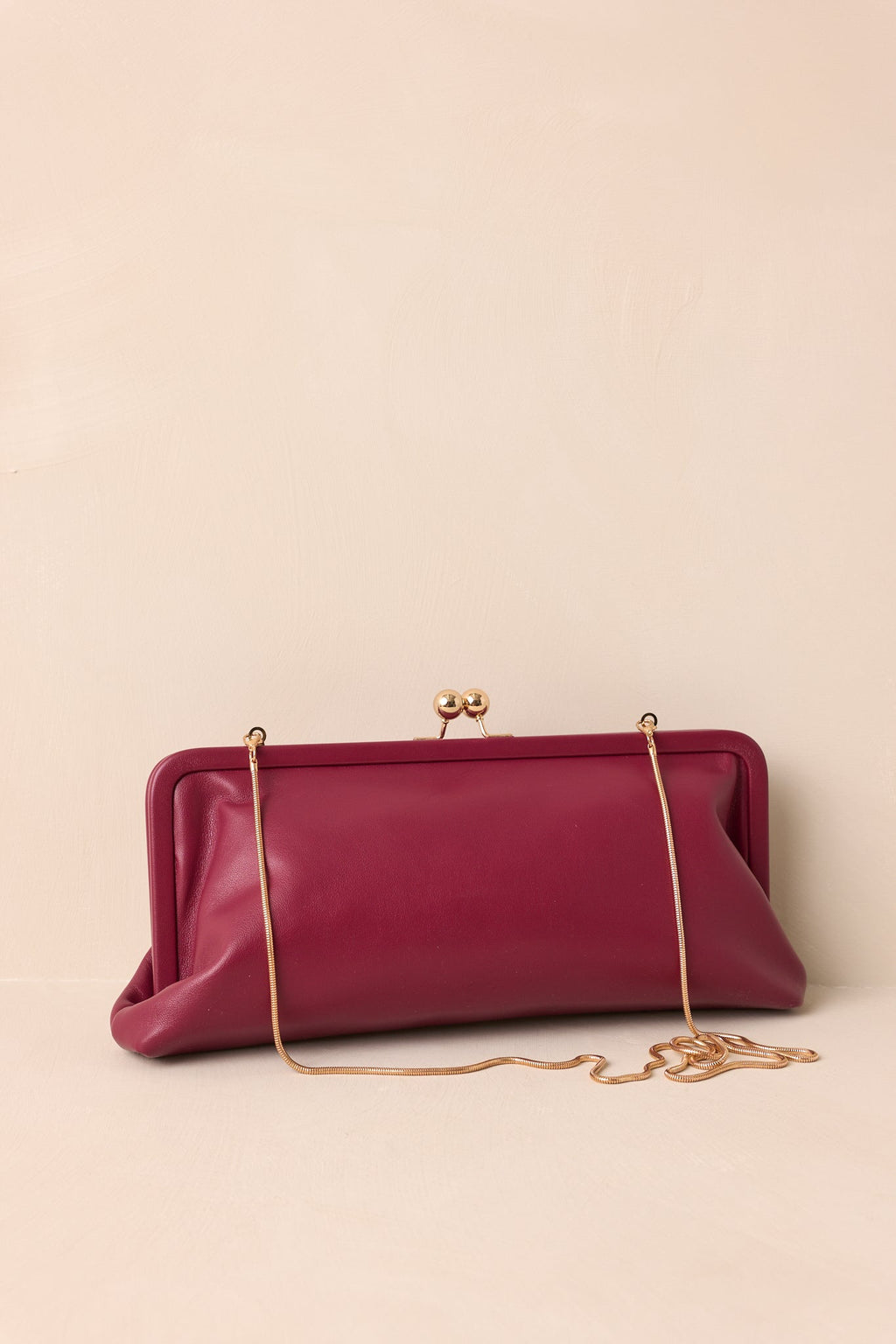 In Case You Missed It Burgundy Faux Leather Clutch Handbag