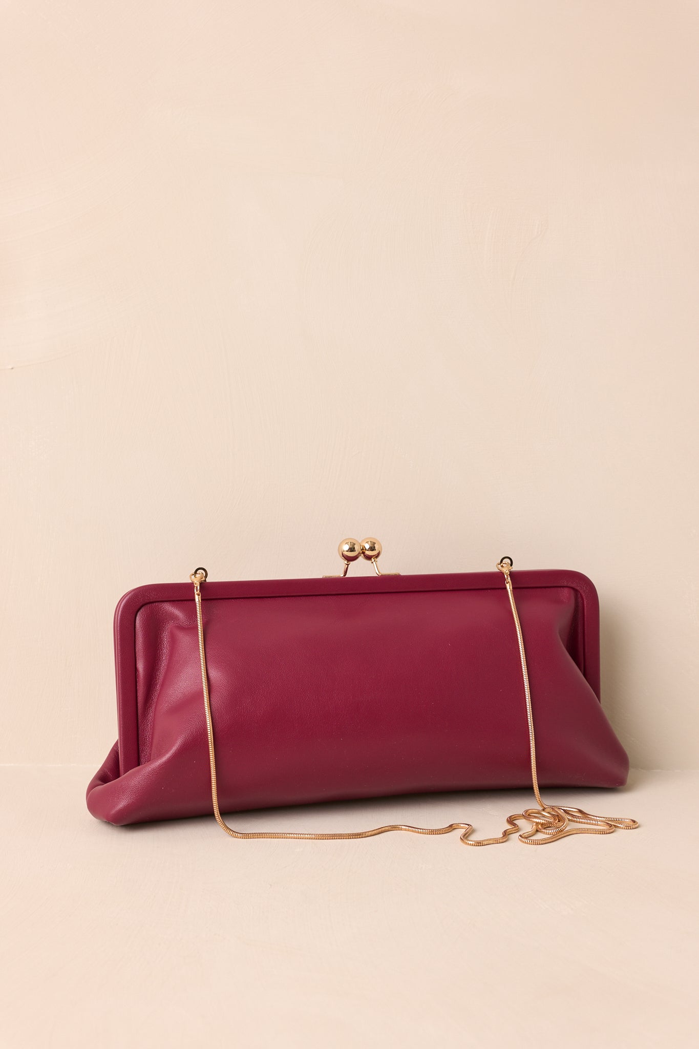 In Case You Missed It Burgundy Faux Leather Clutch Handbag